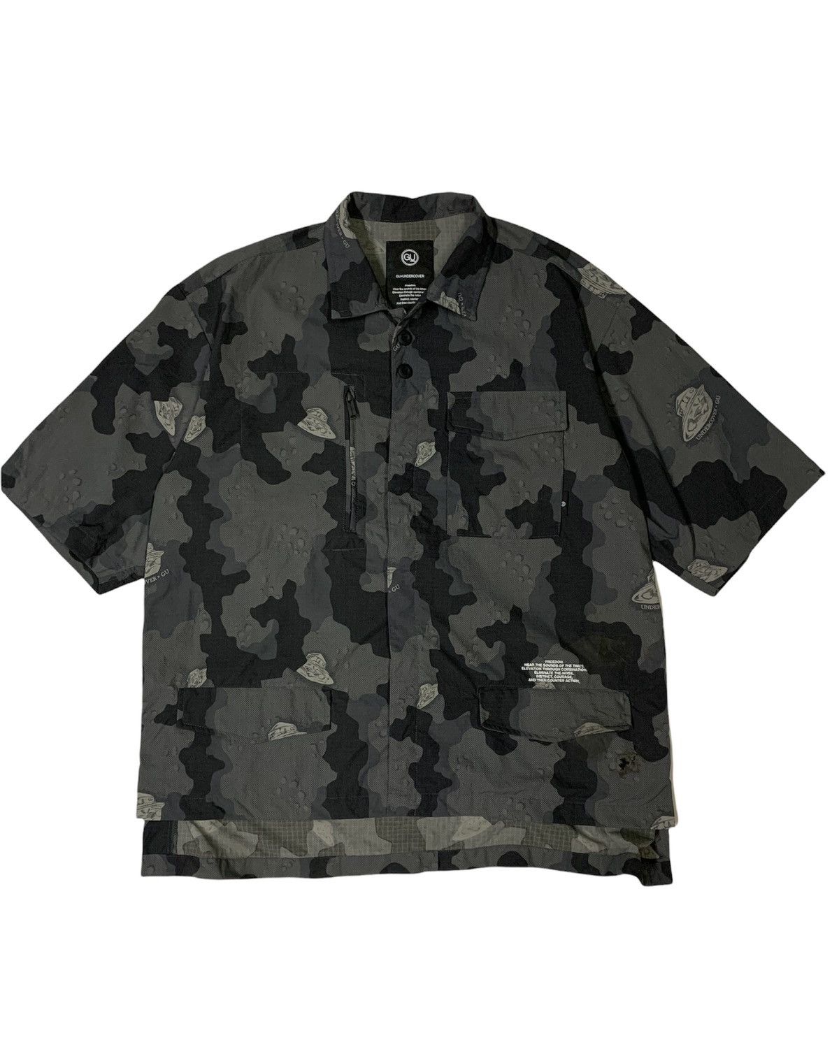 🔥UNDERCOVER X GU SPACE CAMO S/SLEEVES ZIPER SHIRTS