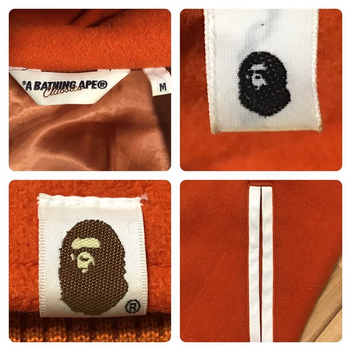 Bape BAPE sleeve leather shark hoodie varsity jacket orange ape Size US M / EU 48-50 / 2 - 9 Thumbnail