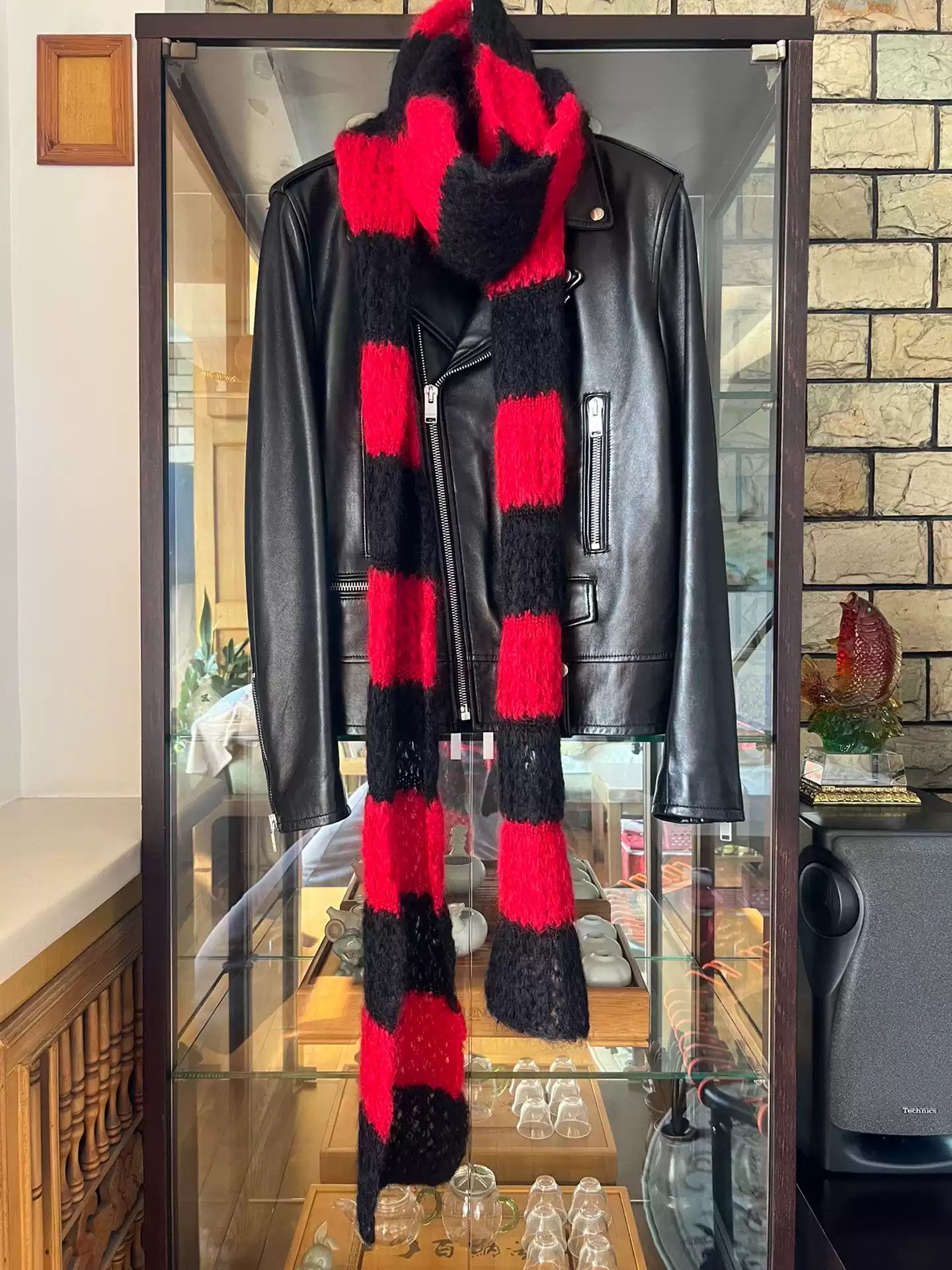 Yves Saint Laurent Saint Laurent 13Fw Red Black Scarf Size ONE SIZE - 1 Thumbnail