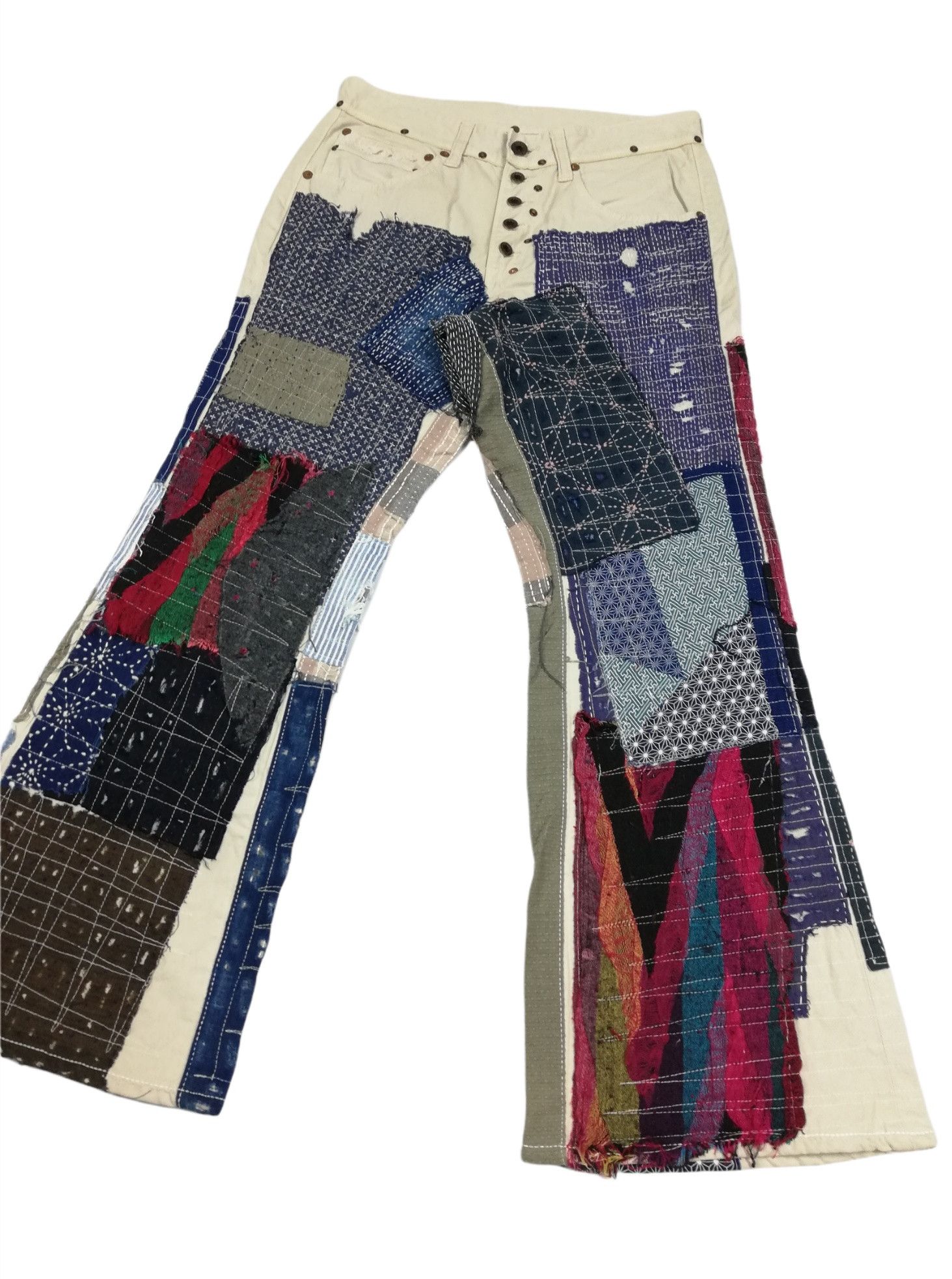 Kapital × Kapital Kountry 🔥Kapital Happy Patchwork Reconstruct Bootcut Boro Denim Size US 29 - 5 Thumbnail