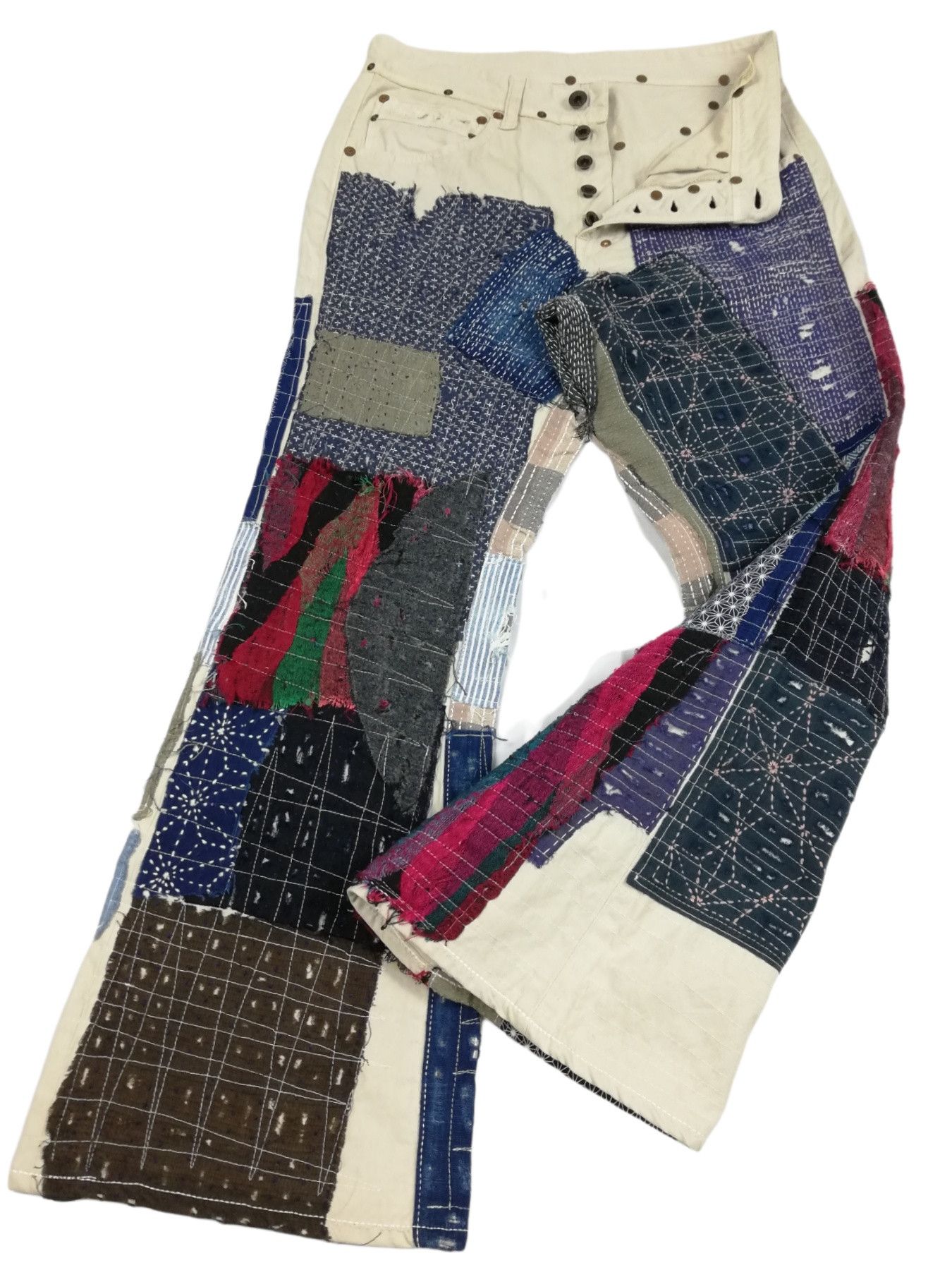 Kapital × Kapital Kountry 🔥Kapital Happy Patchwork Reconstruct Bootcut Boro Denim Size US 29 - 8 Thumbnail