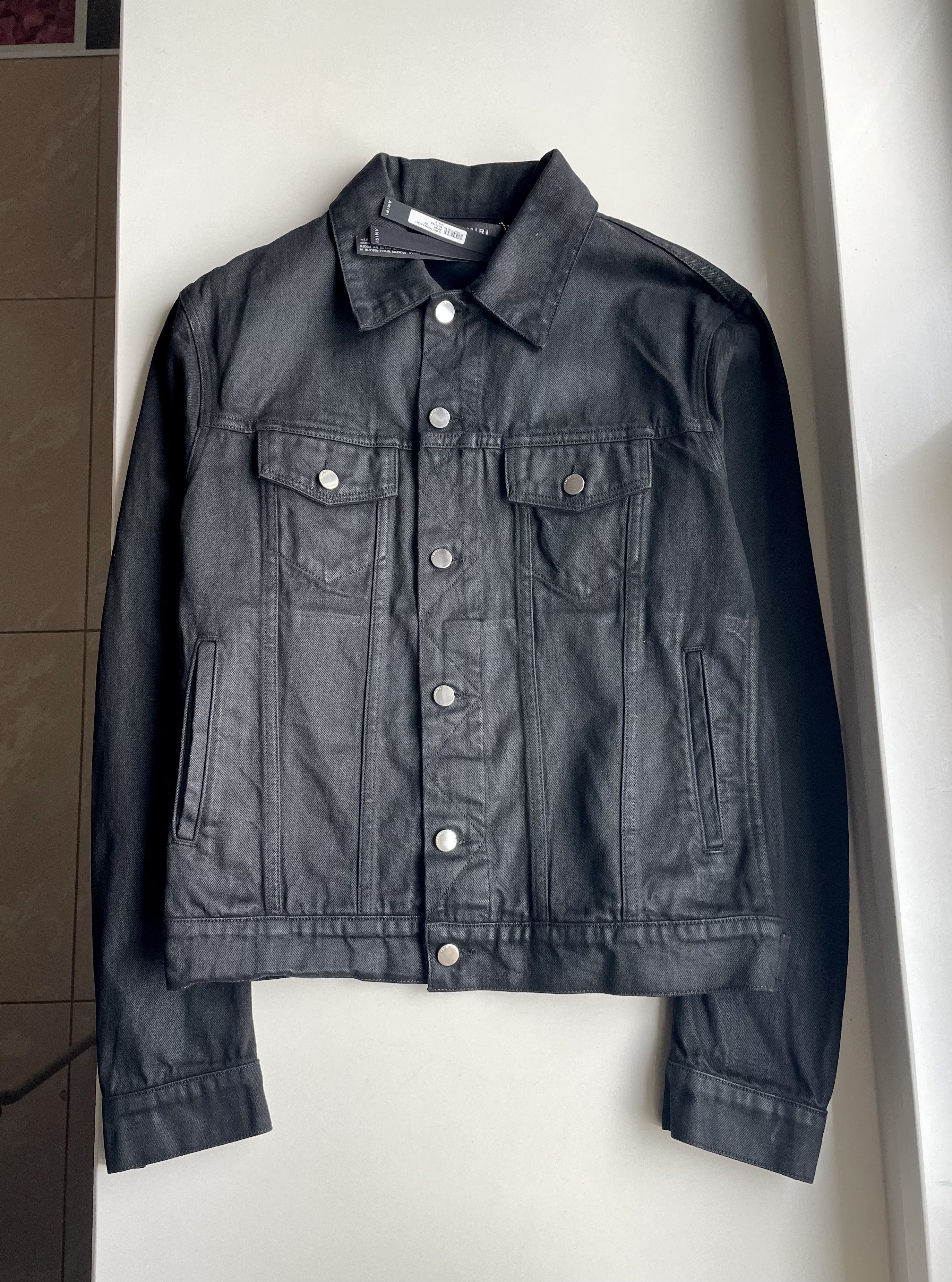 Image of Amiri Denim Trucker Jacket in Black, Men's (Size XL)