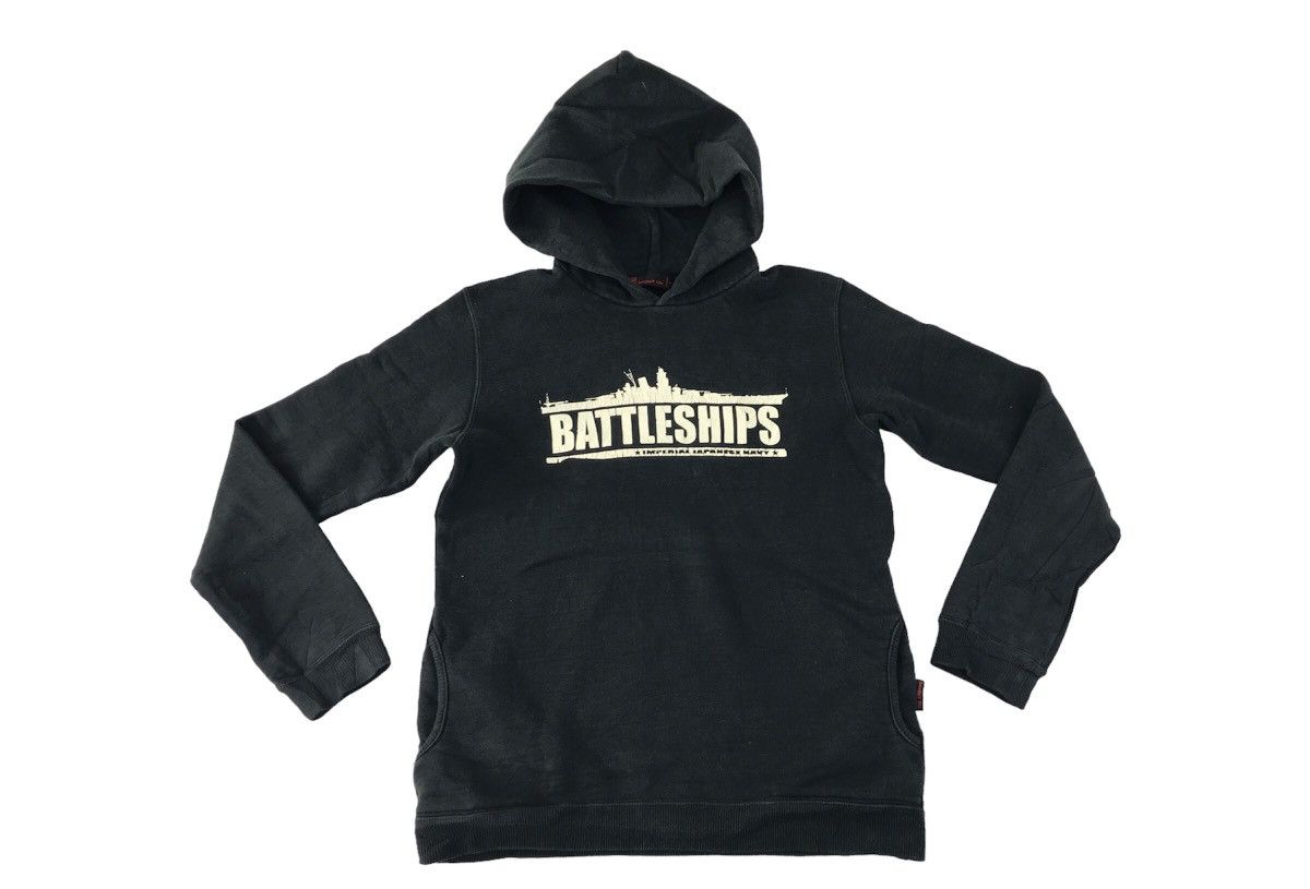 image of Vintage Battleship Imperial Japanese Navy Warships Design Hoodies in Black, Men's (Size Small)