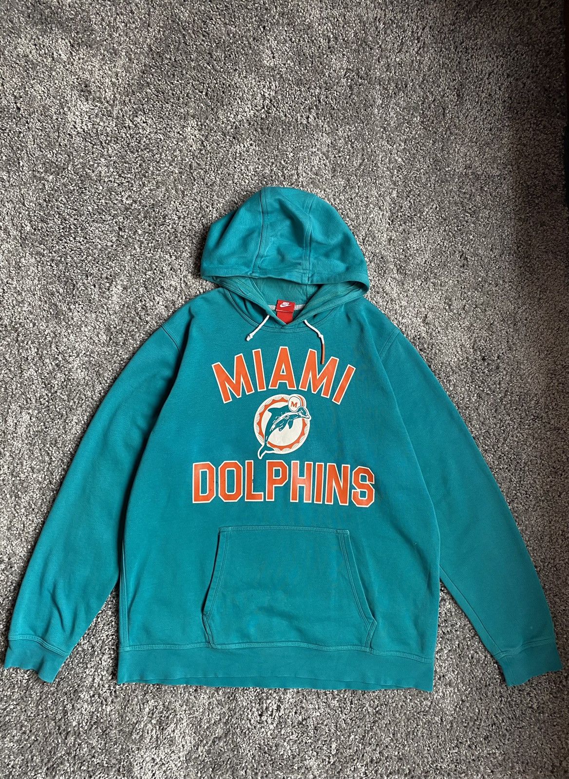 Miami Dolphins Vintage Hoodie. Big Logo. Sewn on Patch. 2024 Mens Med.