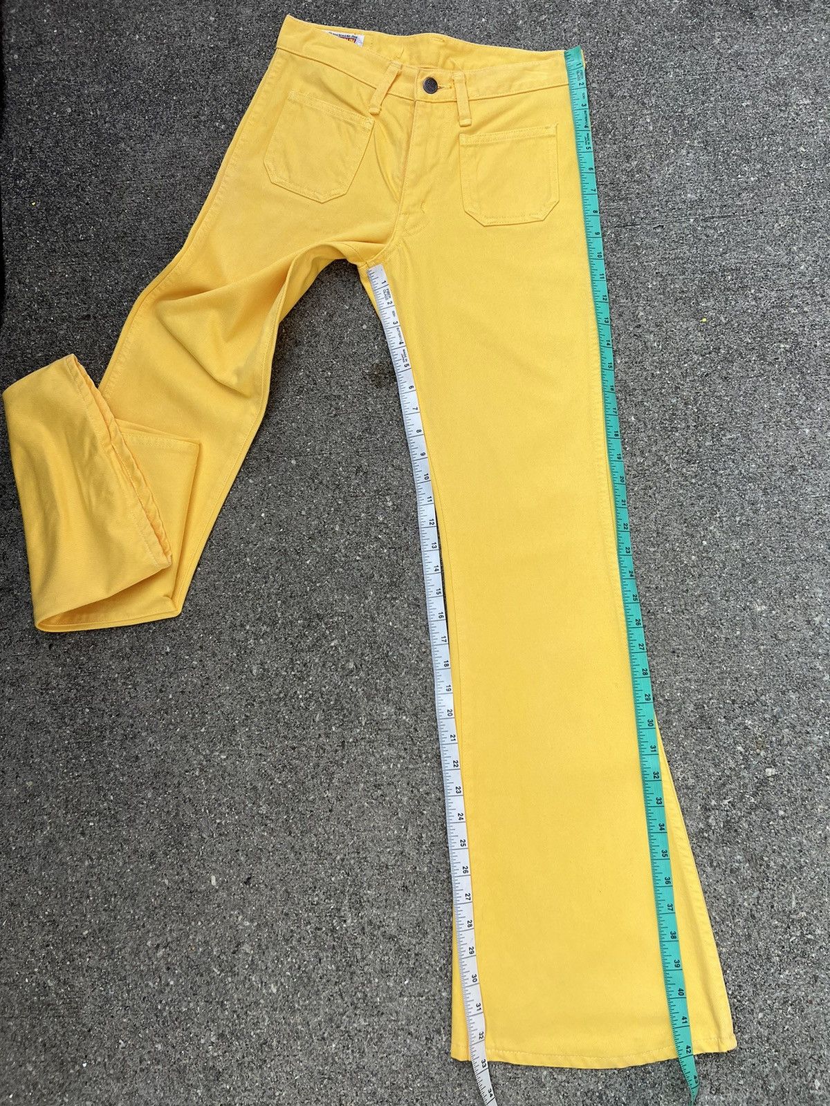 Big John 90s Big John Japan OM4002 Yellow Denim Super Flare Jeans Size US 28 / EU 44 - 4 Thumbnail