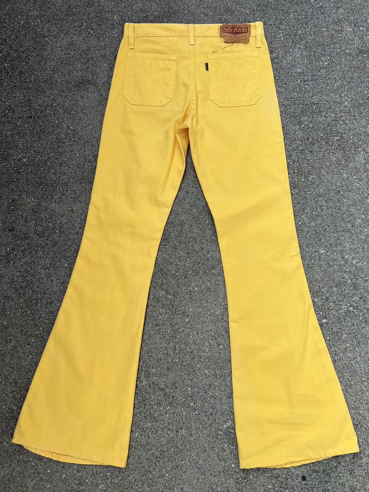 Big John 90s Big John Japan OM4002 Yellow Denim Super Flare Jeans Size US 28 / EU 44 - 5 Thumbnail