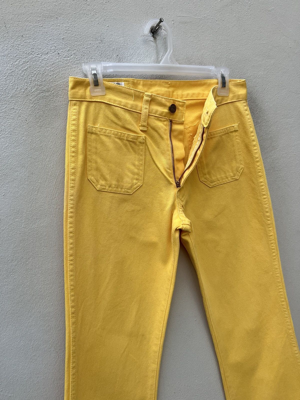 Big John 90s Big John Japan OM4002 Yellow Denim Super Flare Jeans Size US 28 / EU 44 - 8 Thumbnail