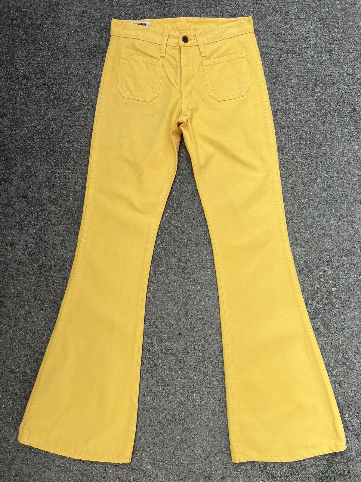 Big John 90s Big John Japan OM4002 Yellow Denim Super Flare Jeans Size US 28 / EU 44 - 1 Thumbnail