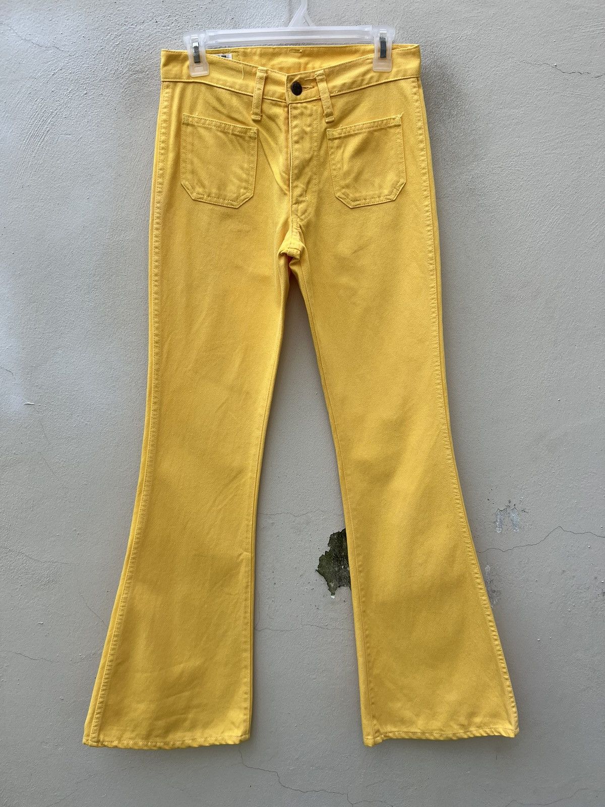 Big John 90s Big John Japan OM4002 Yellow Denim Super Flare Jeans Size US 28 / EU 44 - 6 Thumbnail