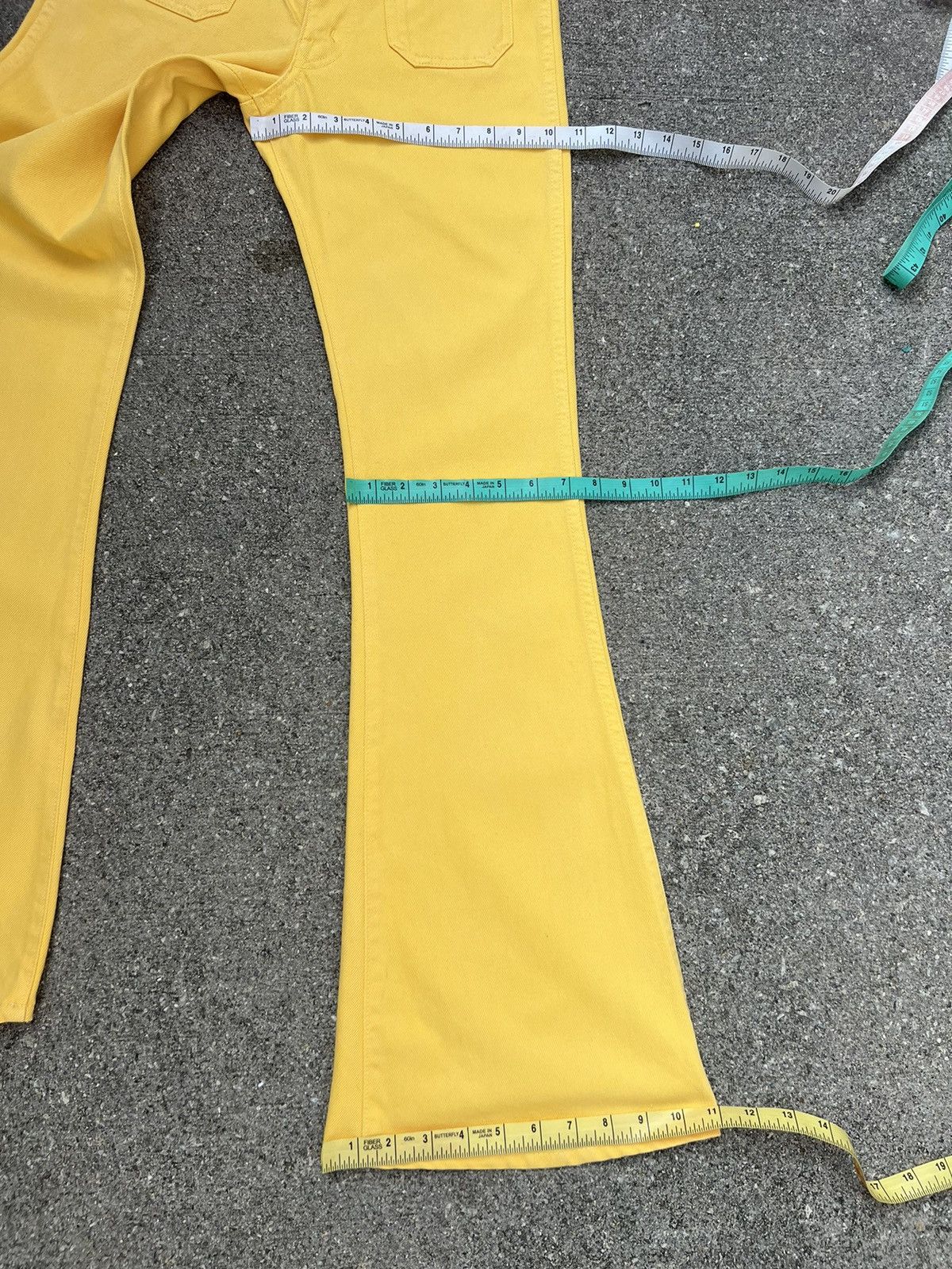 Big John 90s Big John Japan OM4002 Yellow Denim Super Flare Jeans Size US 28 / EU 44 - 3 Thumbnail
