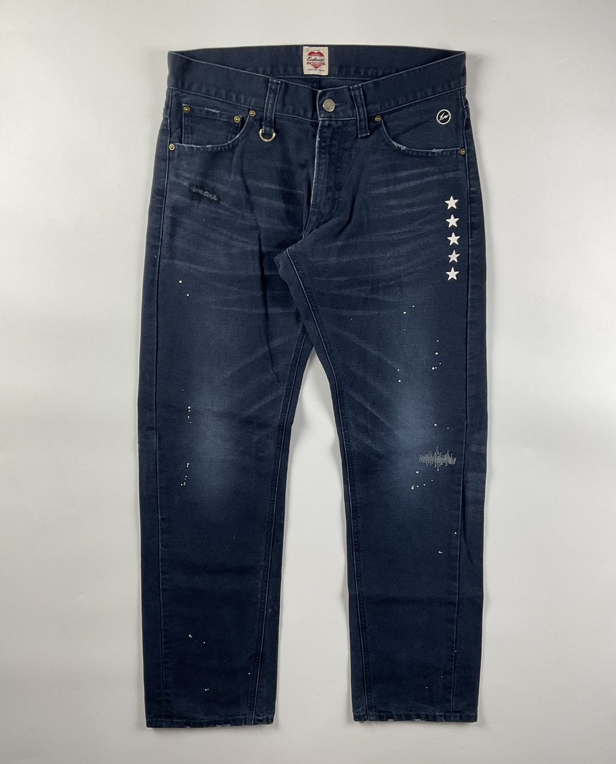 image of Carhartt X Uniform Experiment Distressed Denim in Navy, Men's (Size 30)