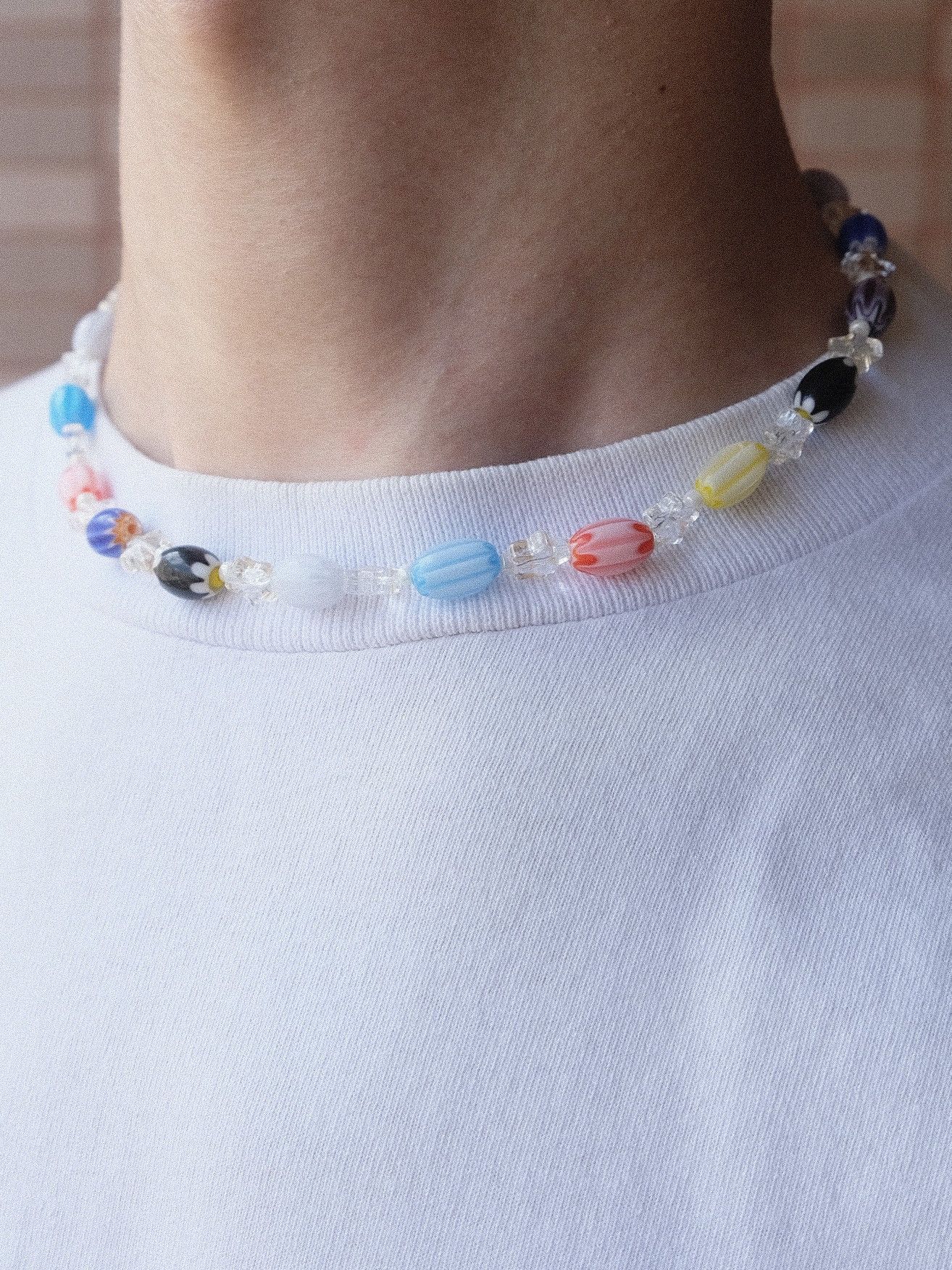 Handmade × Jewelry Mix Candy Millefiori Glass Handmade Beaded Necklace 16.1in Size ONE SIZE - 2 Thumbnail