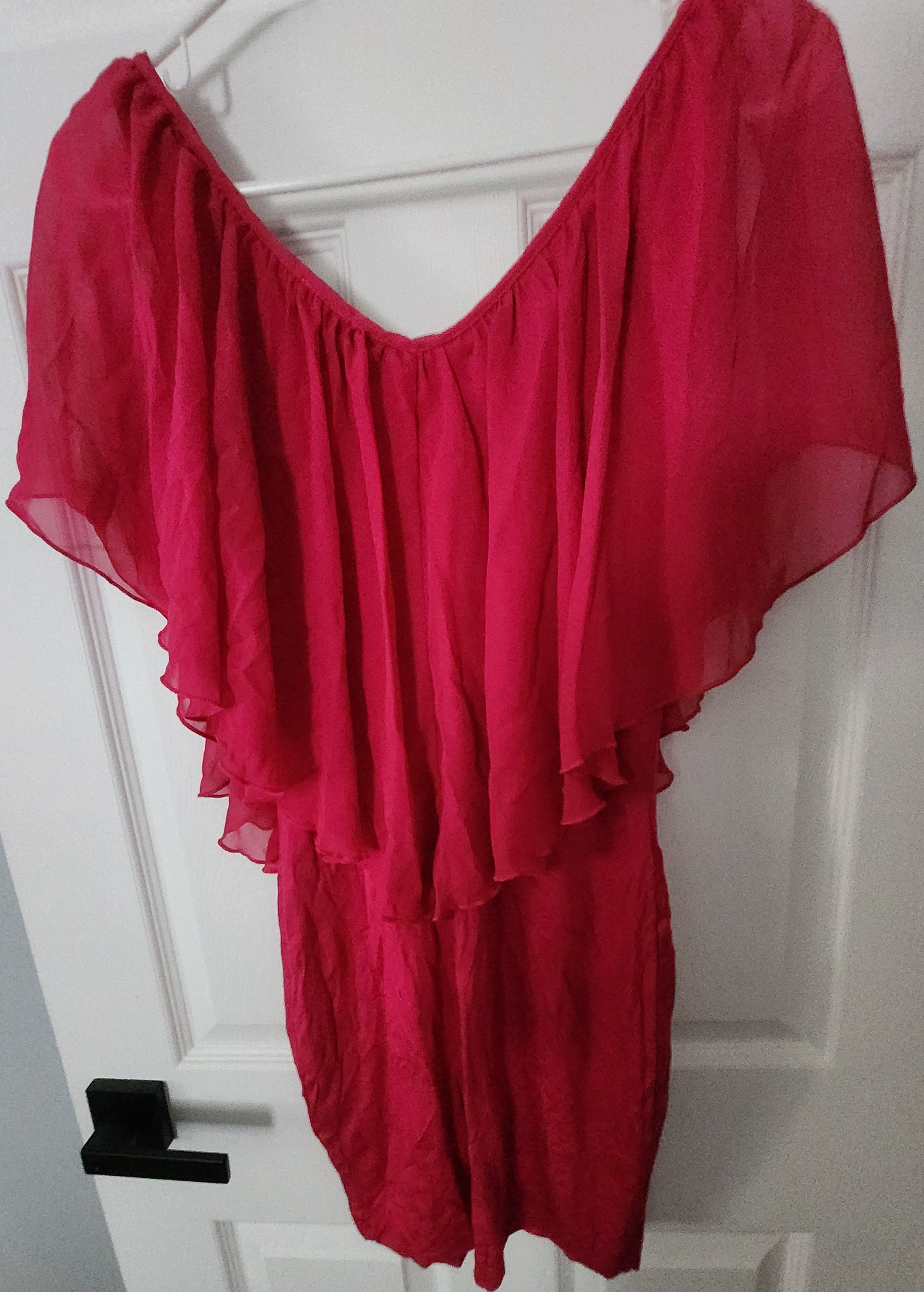 Other Venus Pink Flutter Double Vneck Slit Sleeve Dress XS Size XS / US 0-2 / IT 36-38 - 2 Thumbnail