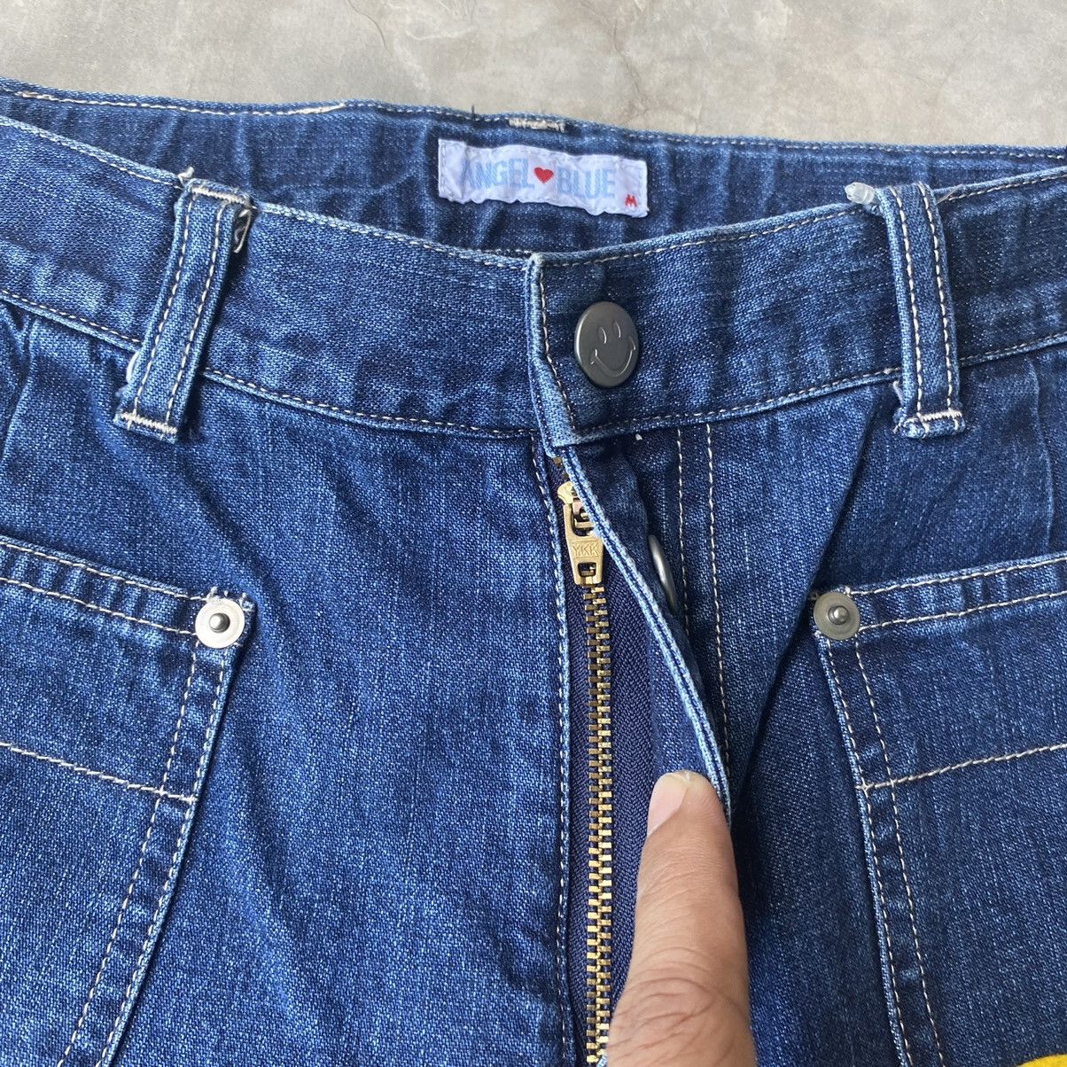 Angle blue bush pants embroidery patchwork smiley