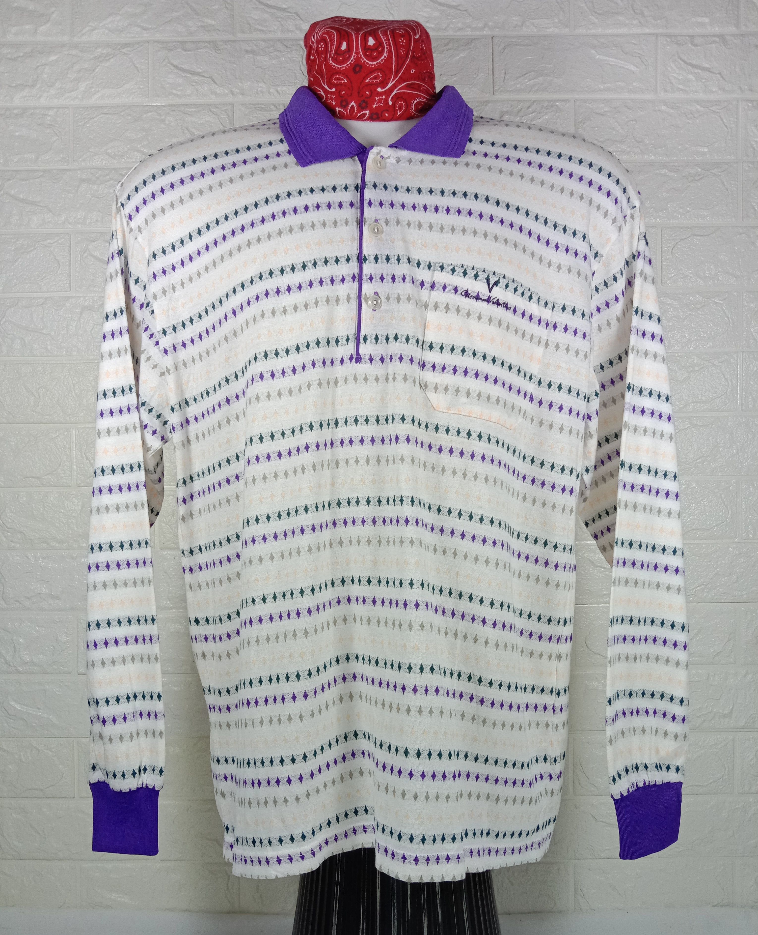 image of Vintage Giovanni Valentino Long Sleeve Polo Shirt, Men's (Size Large)