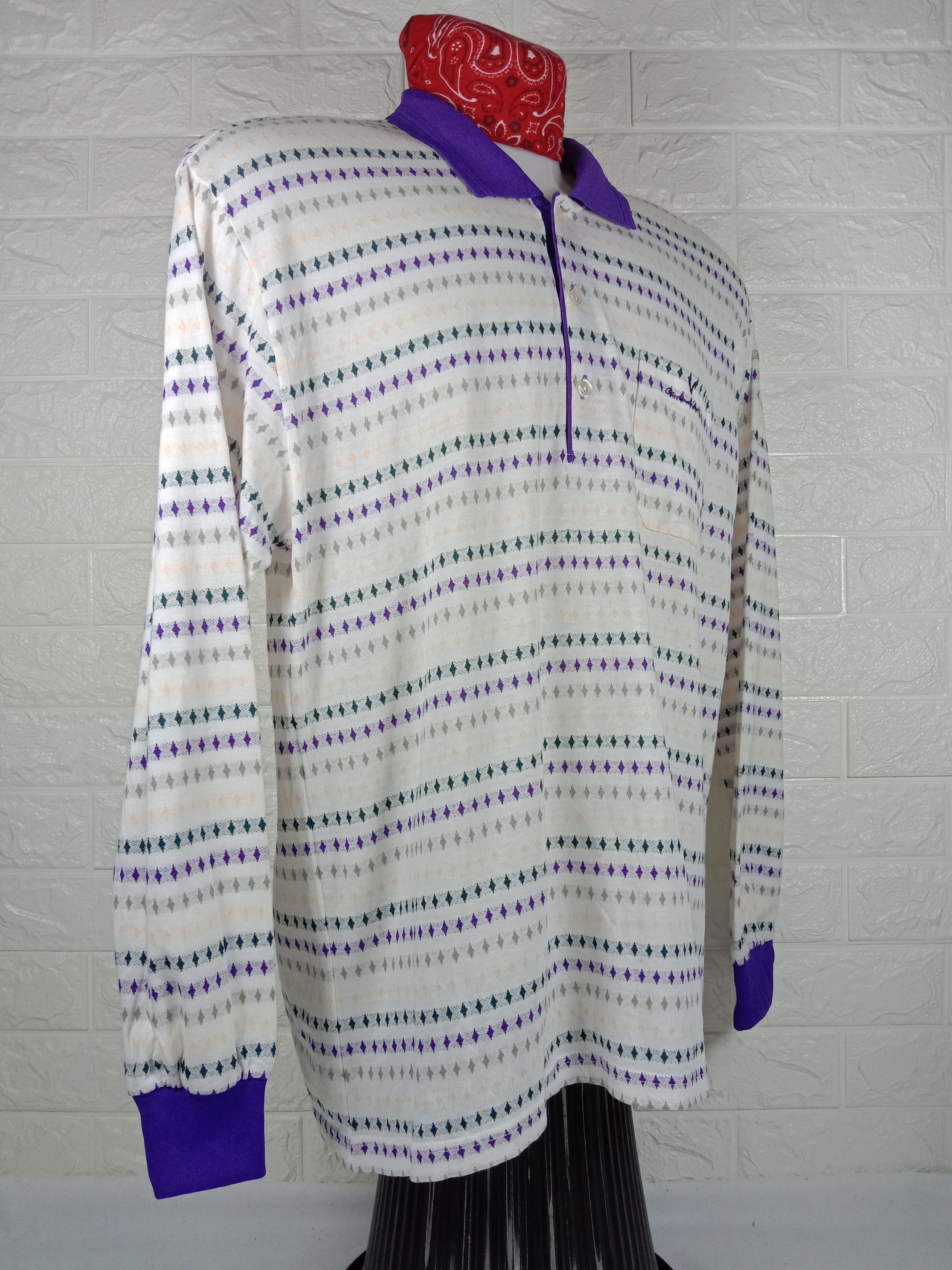 Giovanni Valentino Vintage Giovanni Valentino Long Sleeve Polo Shirt Size US L / EU 52-54 / 3 - 2 Thumbnail