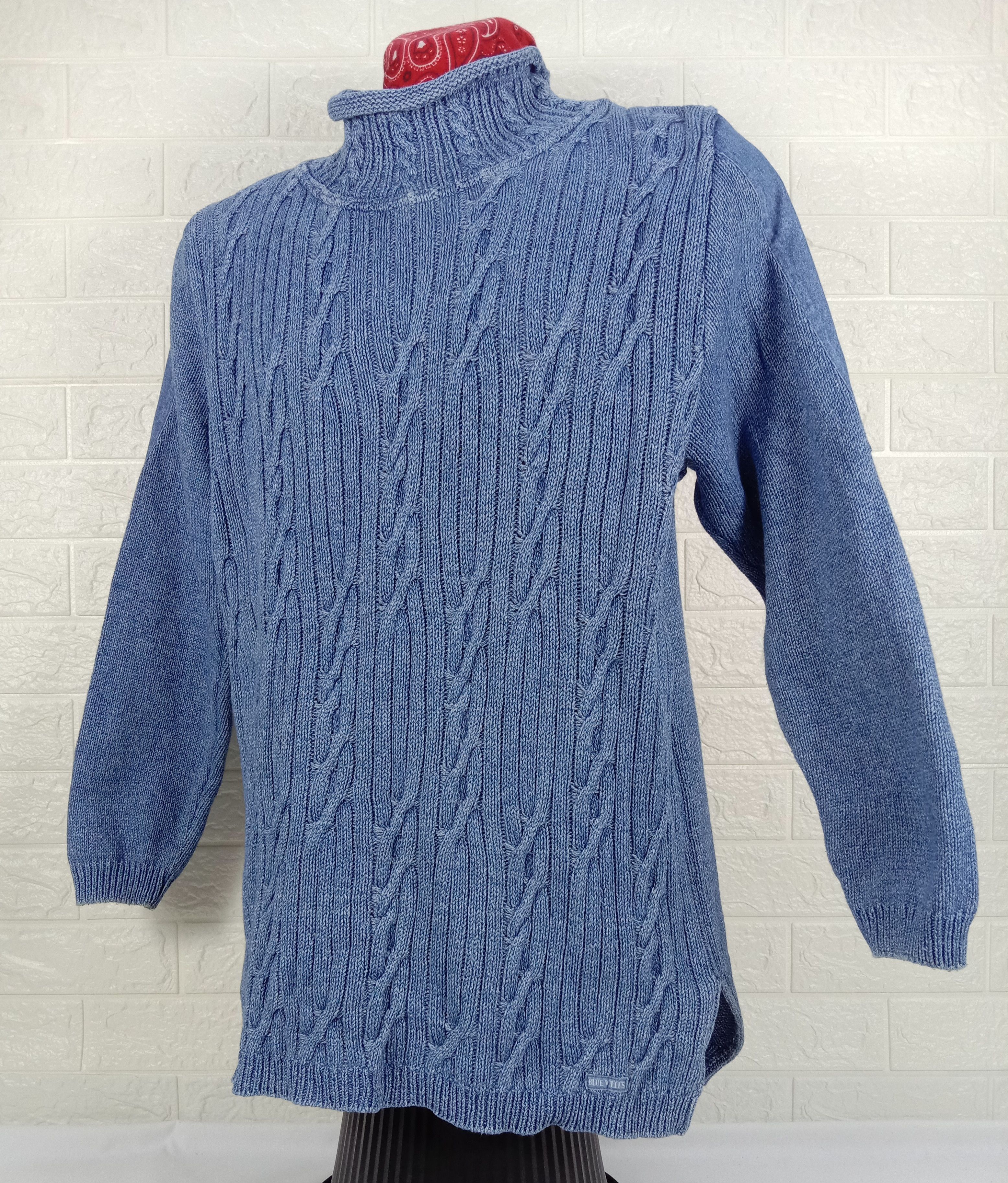 Vintage Vintage Knit Blue Willi's Indigo Dyed Turtle Neck Shirt Size US L / EU 52-54 / 3 - 3 Thumbnail
