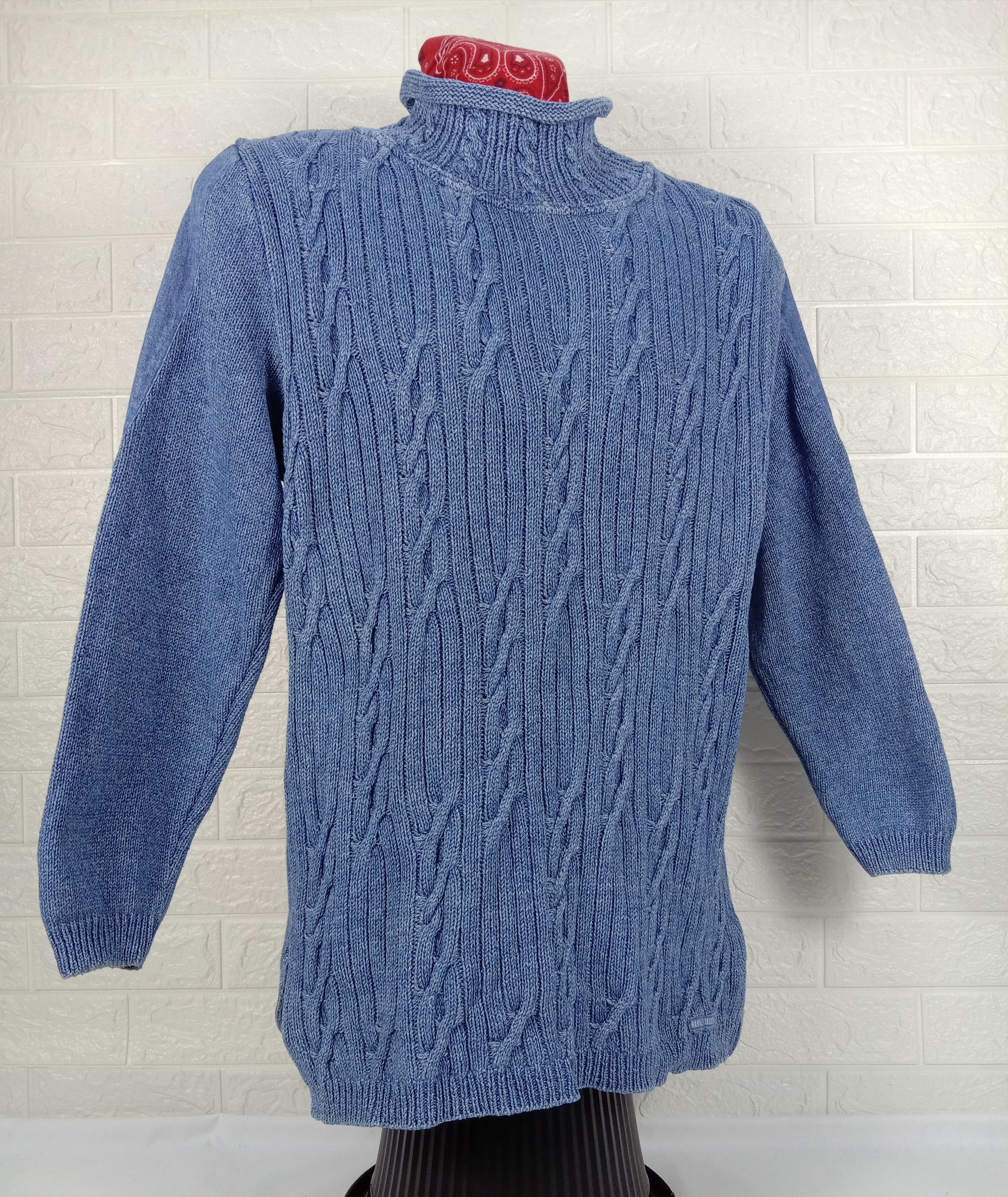 Vintage Vintage Knit Blue Willi's Indigo Dyed Turtle Neck Shirt Size US L / EU 52-54 / 3 - 2 Thumbnail