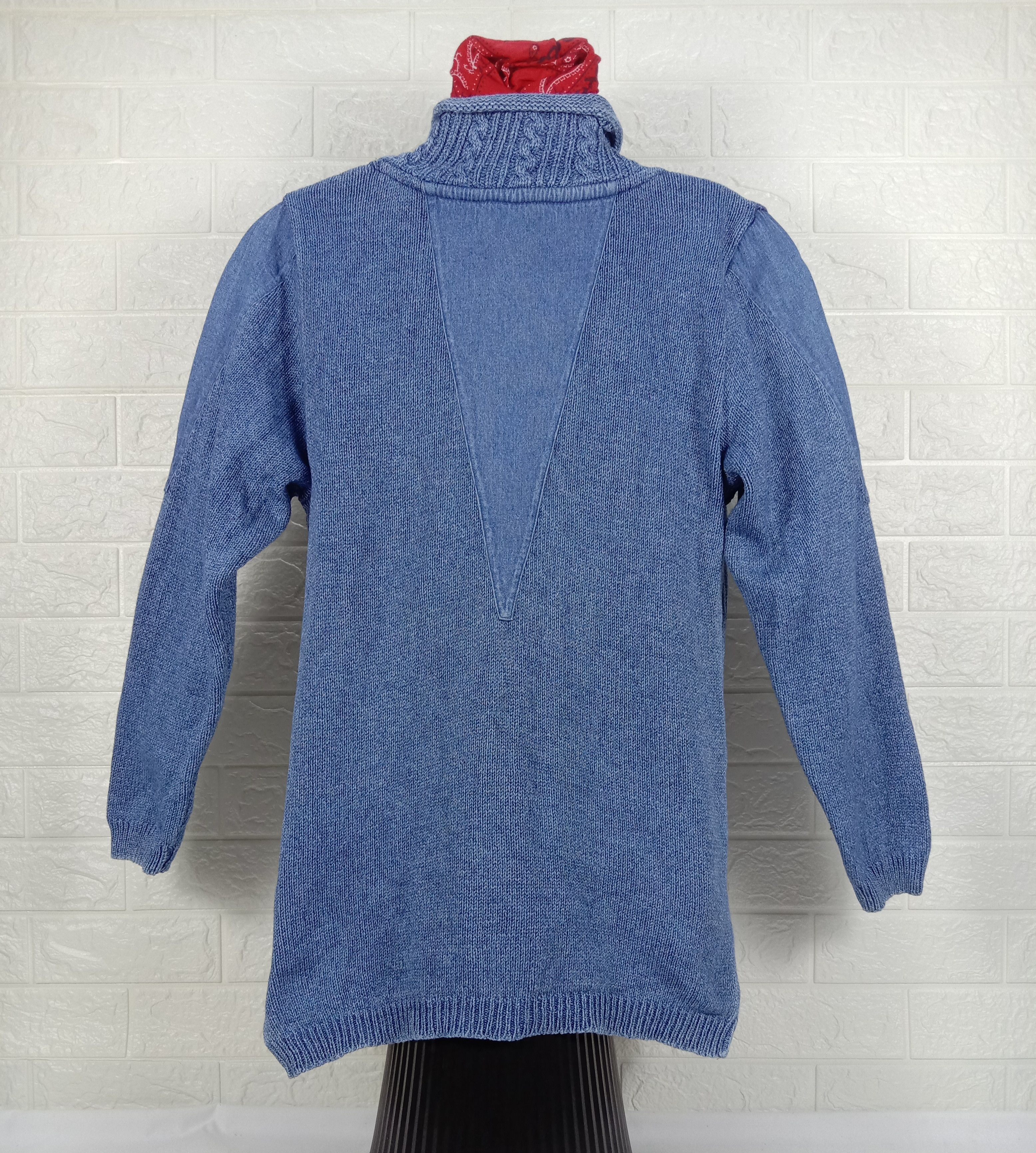 Vintage Vintage Knit Blue Willi's Indigo Dyed Turtle Neck Shirt Size US L / EU 52-54 / 3 - 4 Thumbnail