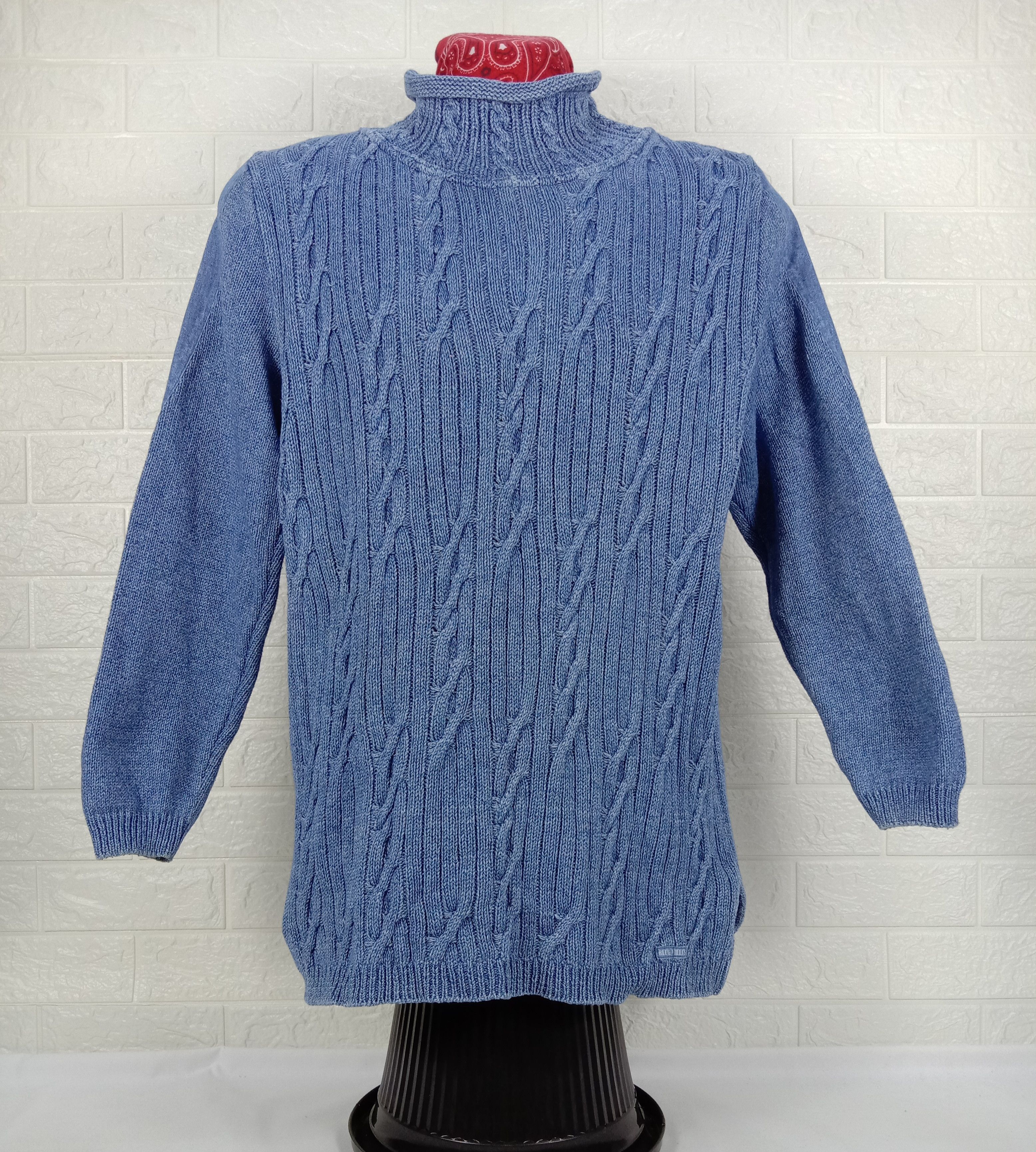 Vintage Vintage Knit Blue Willi's Indigo Dyed Turtle Neck Shirt Size US L / EU 52-54 / 3 - 1 Thumbnail