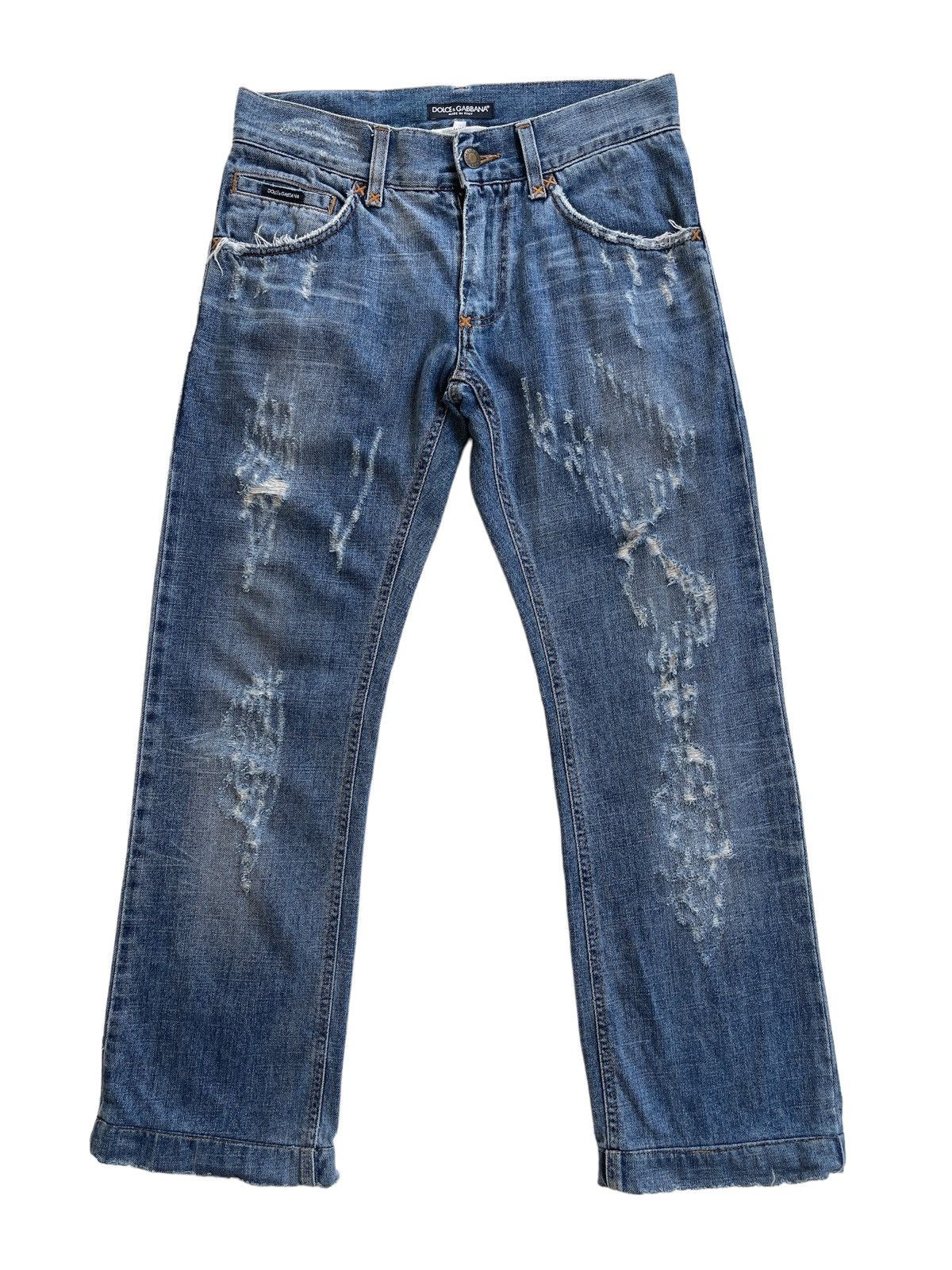 Dolce & Gabbana D&G Classic Distressed Straight Leg Jeans Size US 29 - 1 Thumbnail