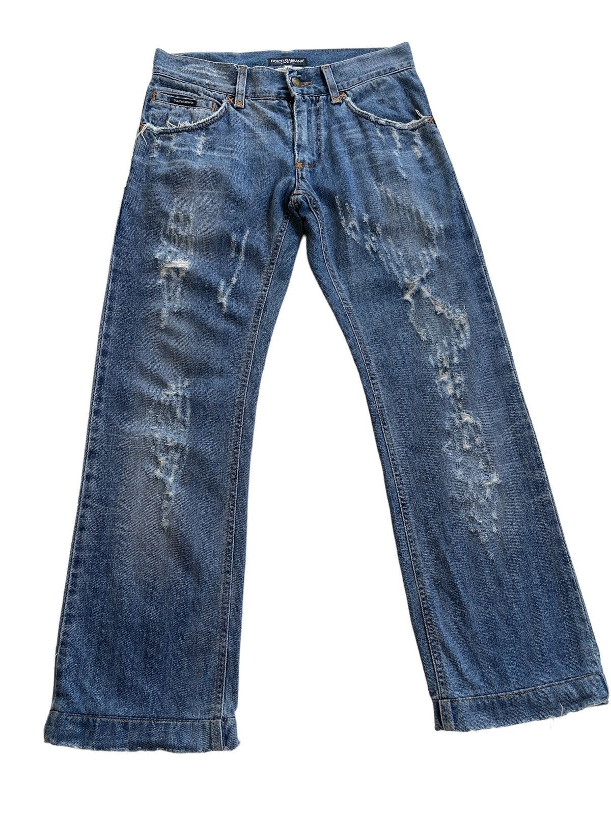 Dolce & Gabbana D&G Classic Distressed Straight Leg Jeans Size US 29 - 4 Thumbnail