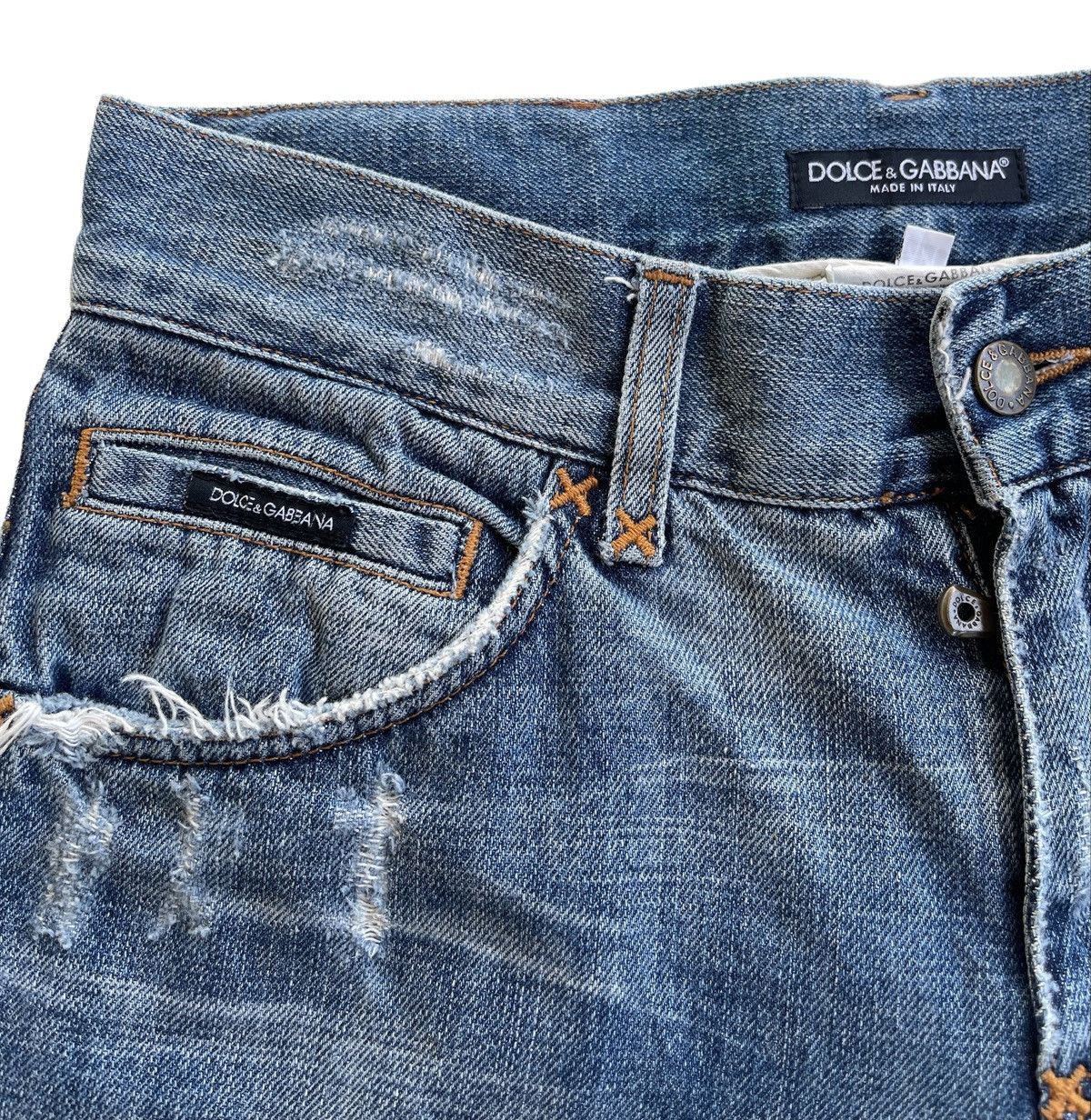 Dolce & Gabbana D&G Classic Distressed Straight Leg Jeans Size US 29 - 7 Thumbnail
