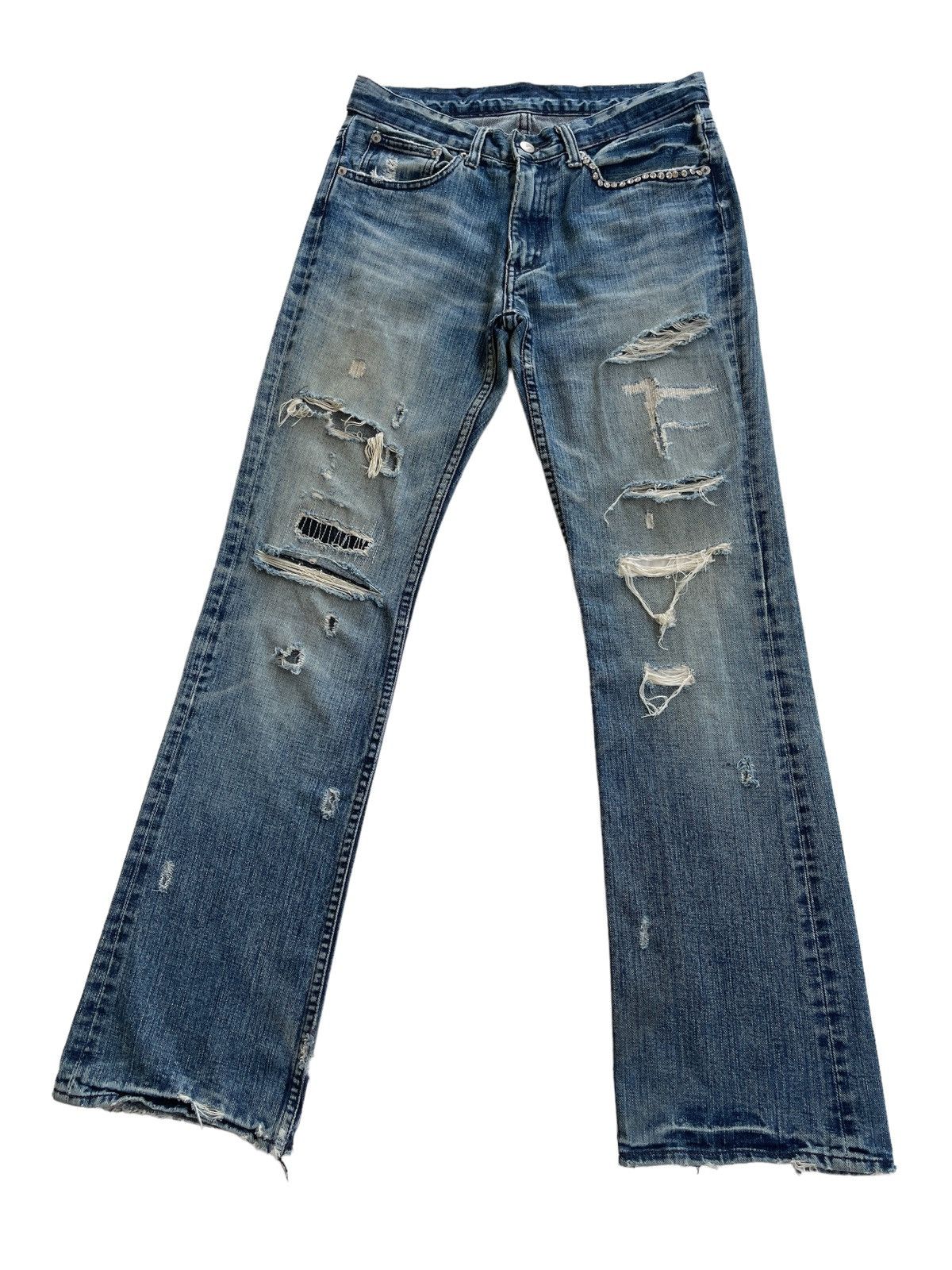 Japanese Brand Restrict Japan Distressed Flare Denim Size US 29 - 10 Thumbnail