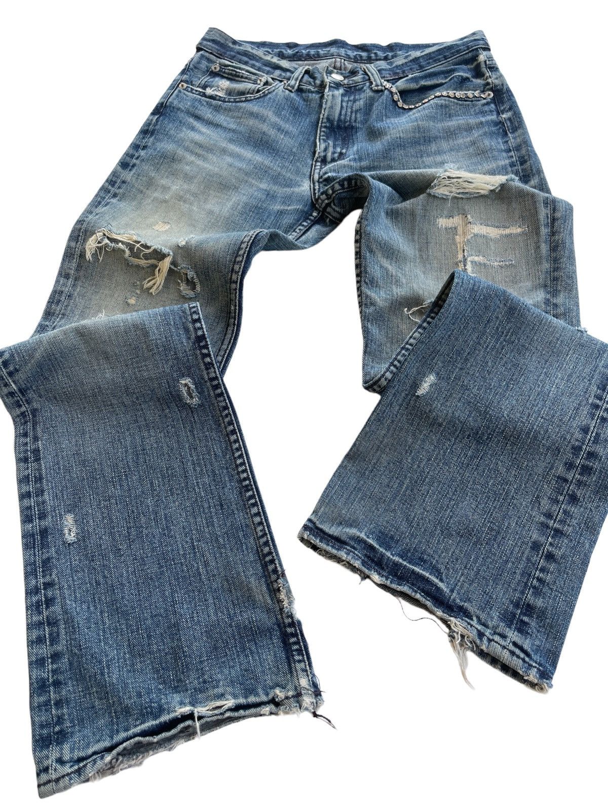 Japanese Brand Restrict Japan Distressed Flare Denim Size US 29 - 1 Thumbnail