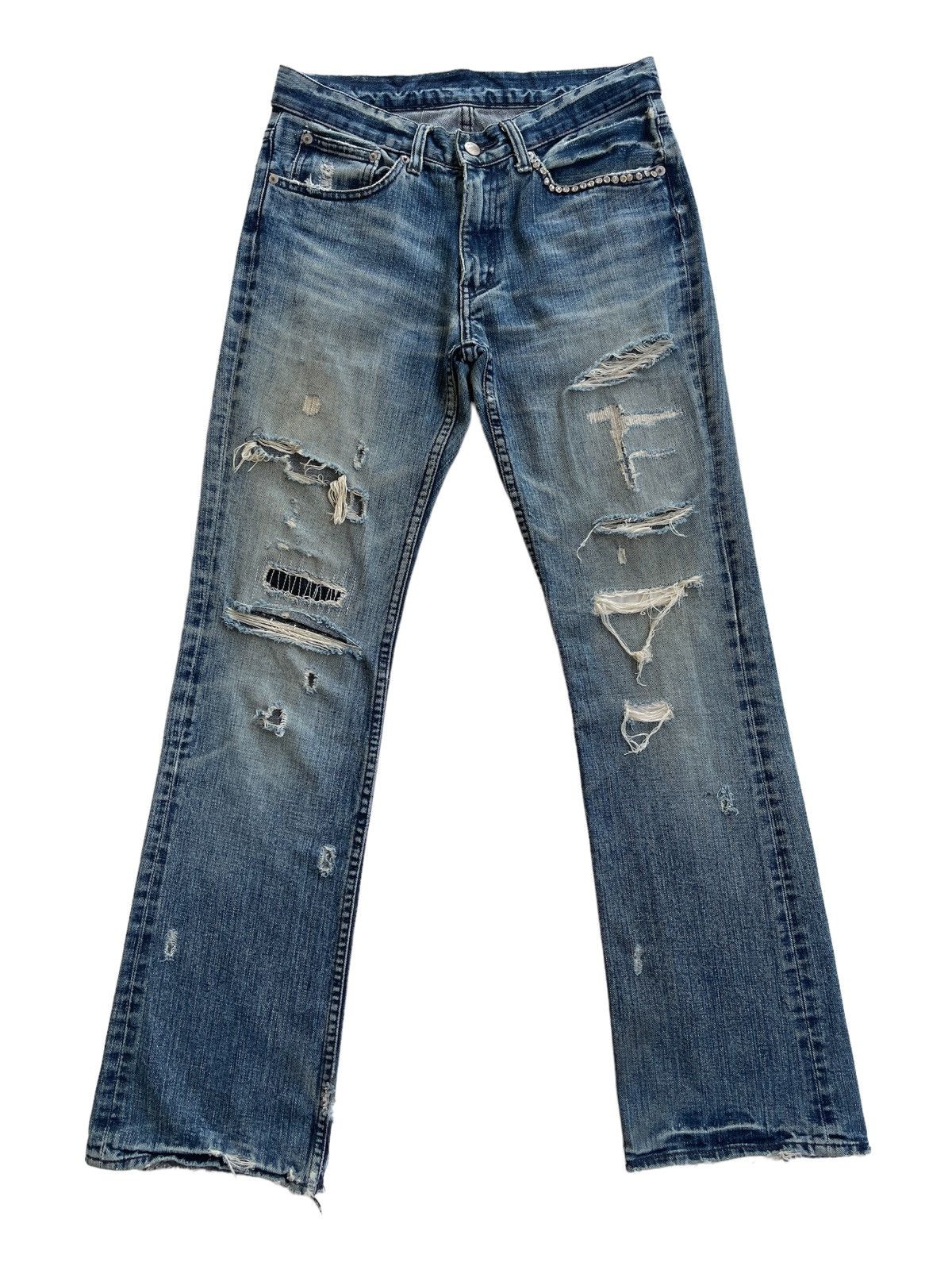 Japanese Brand Restrict Japan Distressed Flare Denim Size US 29 - 2 Thumbnail
