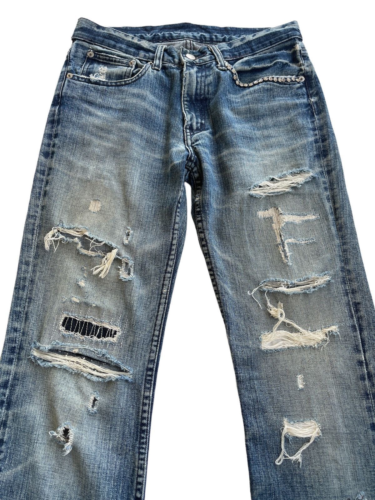 Japanese Brand Restrict Japan Distressed Flare Denim Size US 29 - 3 Thumbnail