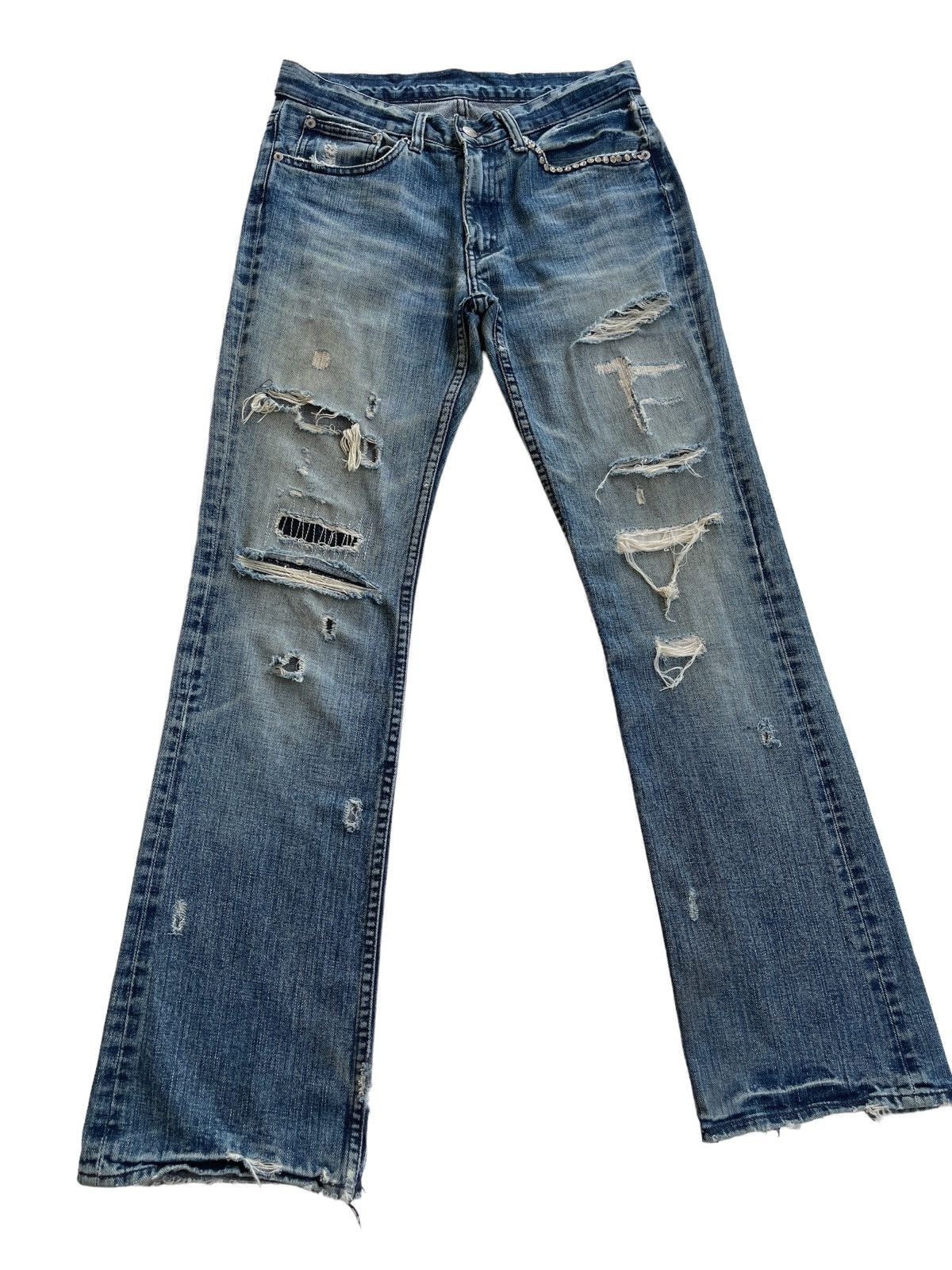 Japanese Brand Restrict Japan Distressed Flare Denim Size US 29 - 9 Thumbnail