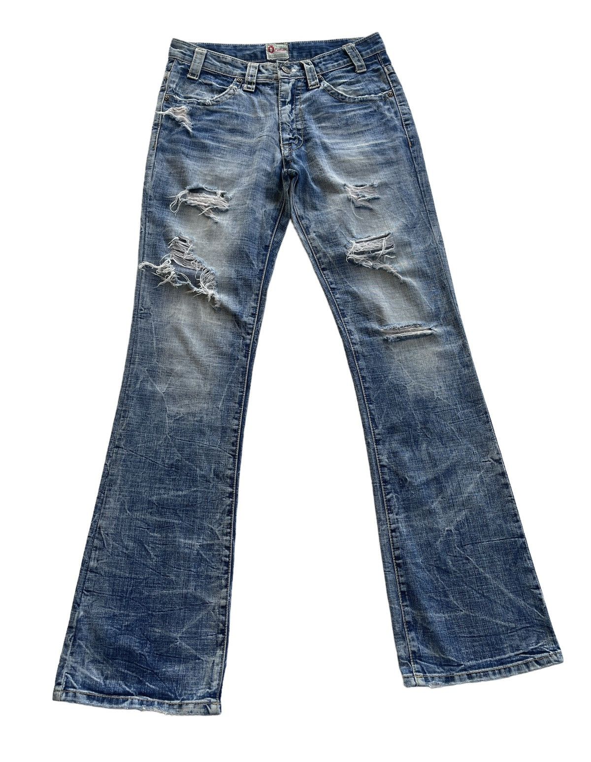 Japanese Brand Vintage Ozz First Pinball Distressed Flare Denim Size US 29 - 5 Thumbnail