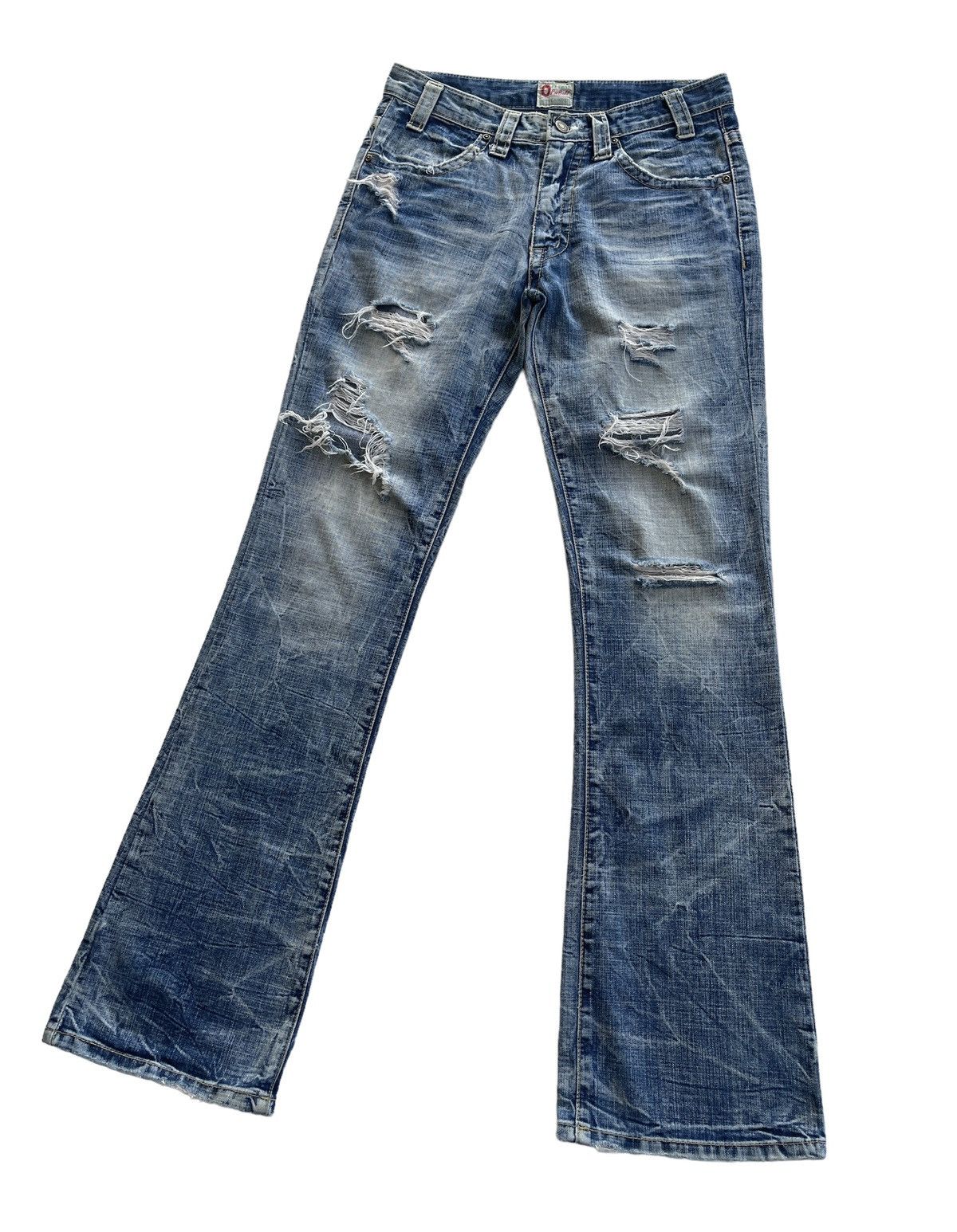 Japanese Brand Vintage Ozz First Pinball Distressed Flare Denim Size US 29 - 6 Thumbnail