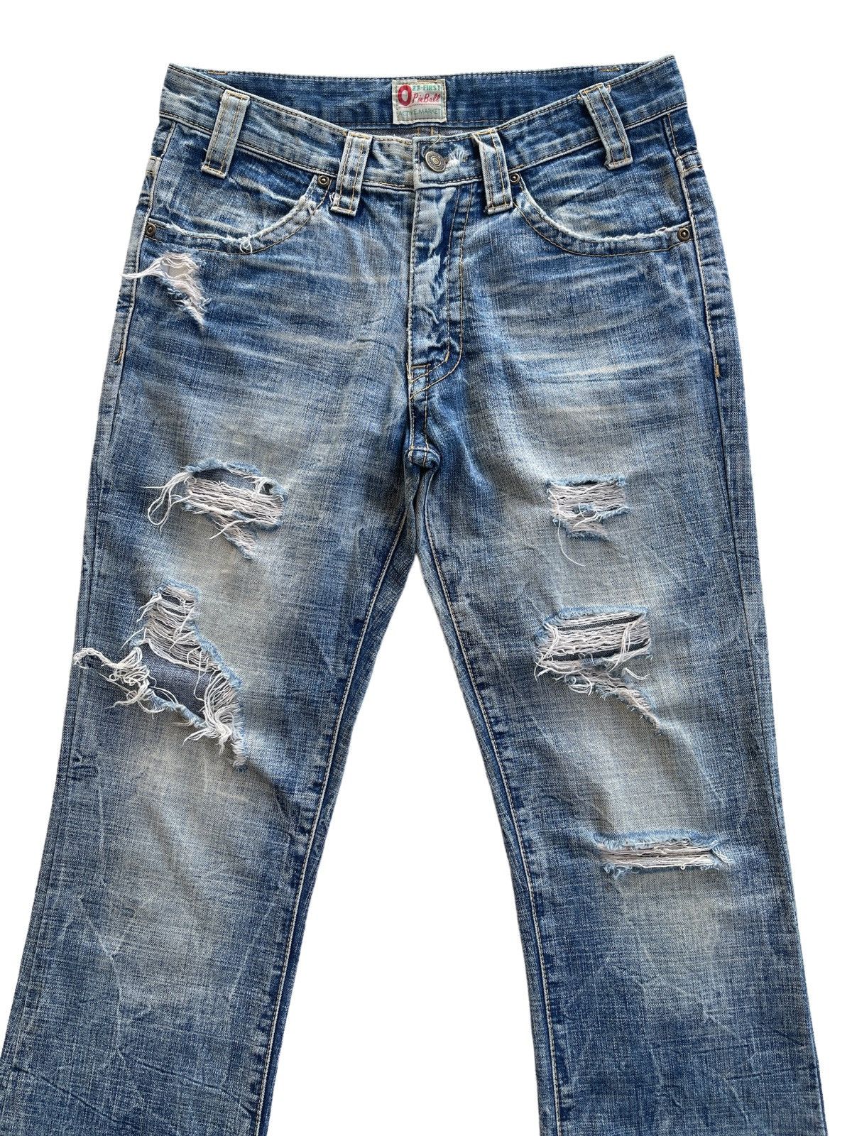 Japanese Brand Vintage Ozz First Pinball Distressed Flare Denim Size US 29 - 3 Thumbnail