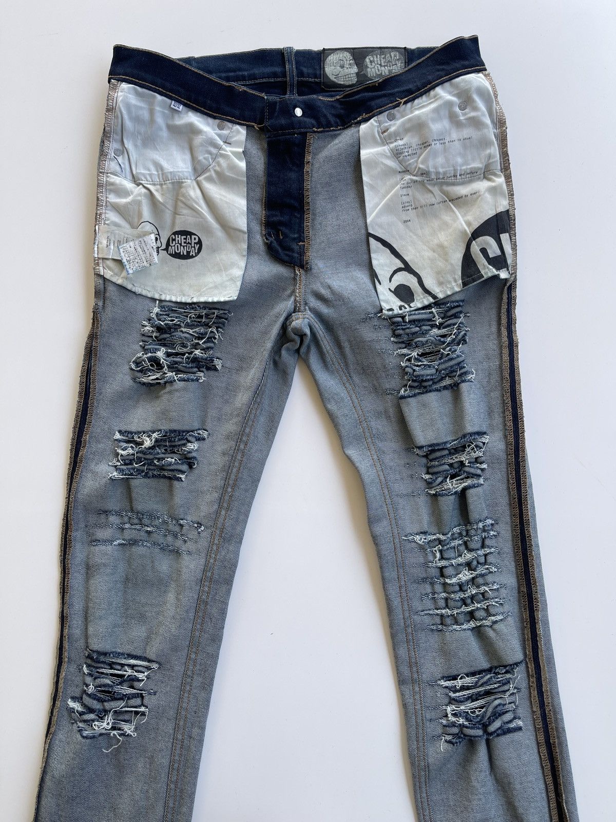 Cheap Monday Ripped Stretch Slim Fit Distressed Denim Size US 32 / EU 48 - 14 Thumbnail