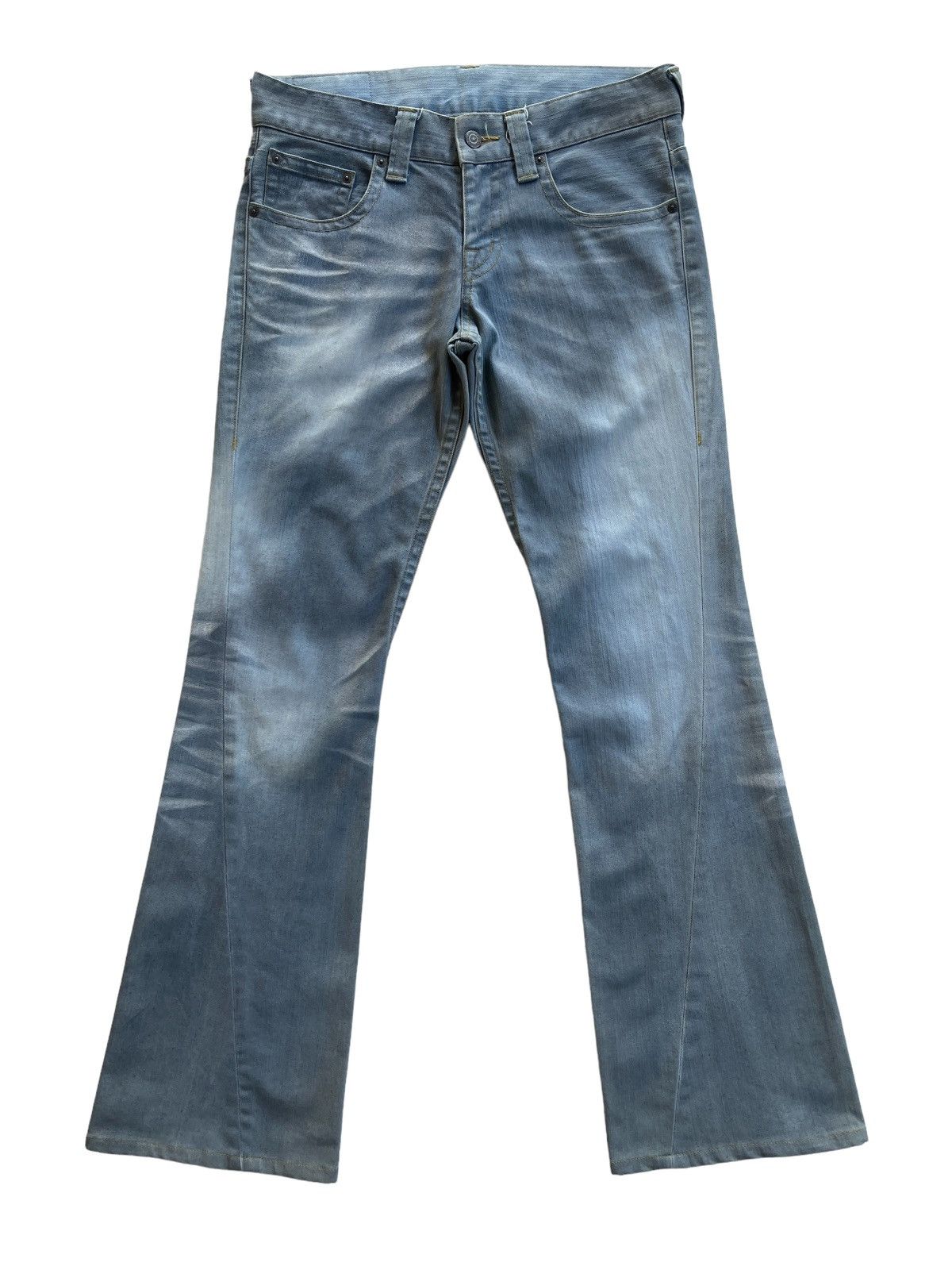 image of Tornado Mart Twisted Flare Bootcut Jeans in Light Blue Grey, Men's (Size 32)