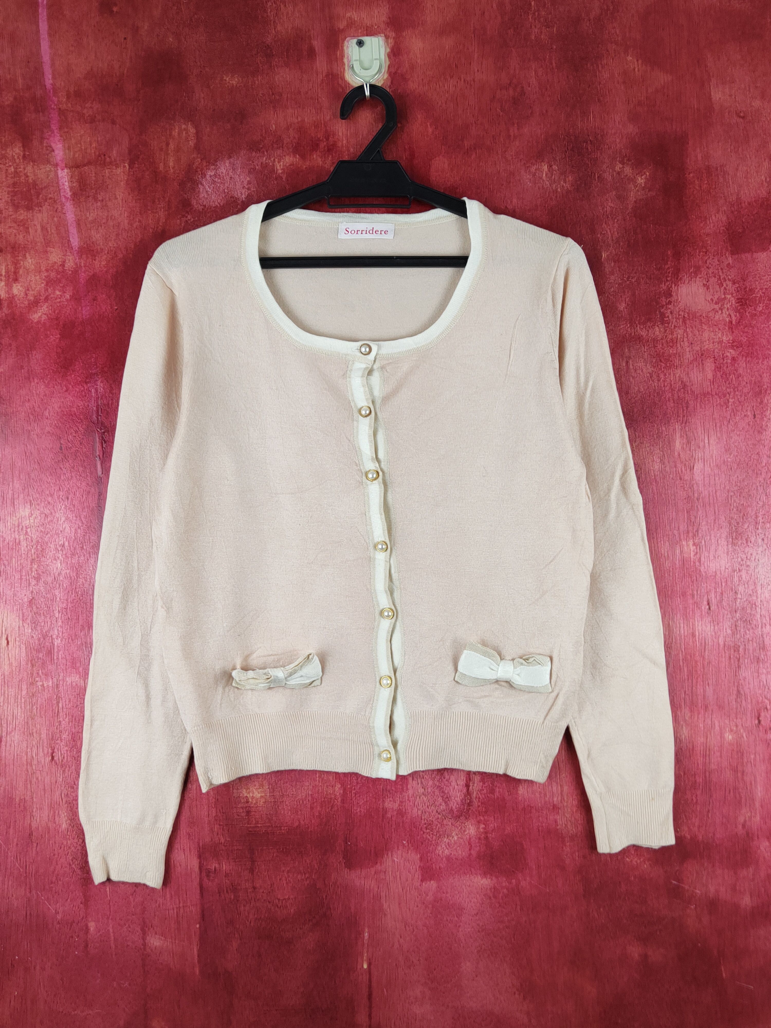 Japanese Brand Sorridere Light Peach Knitwear Cardigan #S1216 Size S / US 4 / IT 40 - 1 Thumbnail