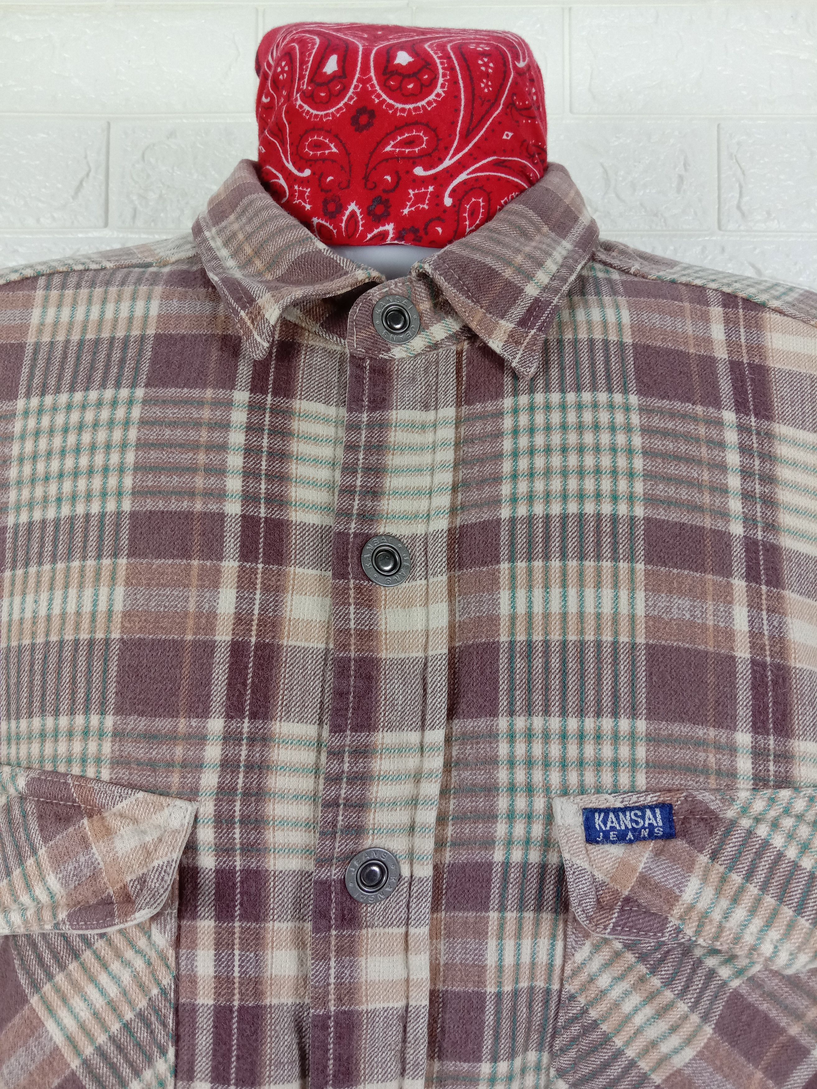 Kansai Yamamoto Vintage Kansai Yamamoto Flannel Button Up Long Sleeve Shirt Size US L / EU 52-54 / 3 - 2 Thumbnail