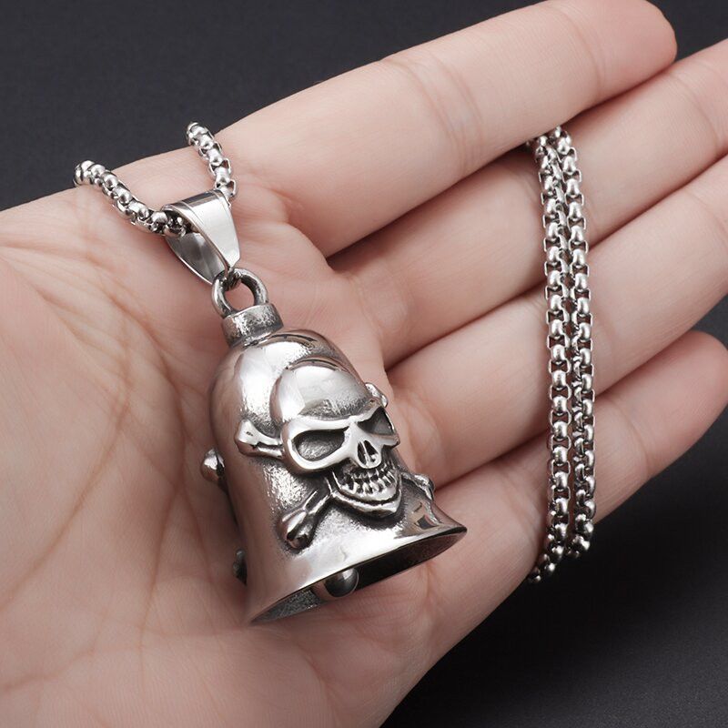 Jewelry Double Sided Skull Bell Necklace Size ONE SIZE - 1 Thumbnail