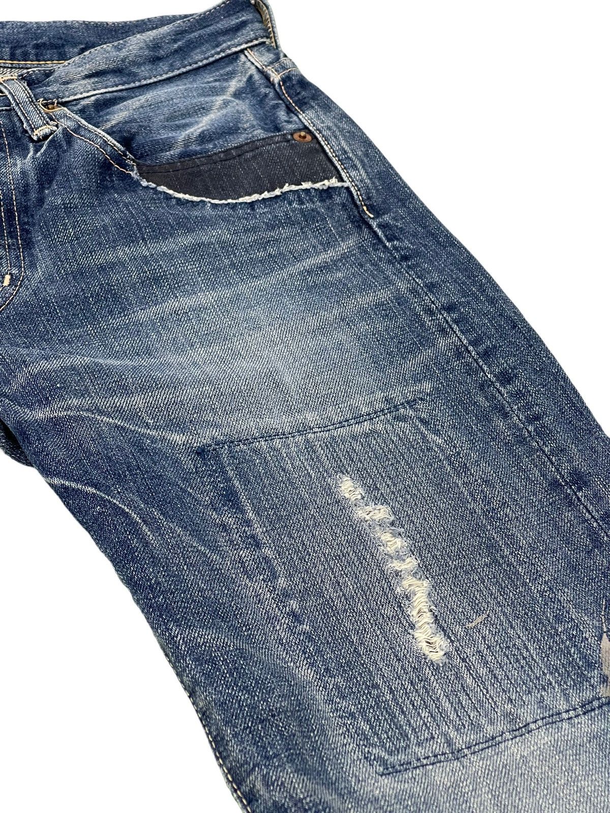 Japanese Brand Slim Jeans Spellbound Japan Patchwork Boro Denim 5🟦6 Size US 29 - 9 Thumbnail
