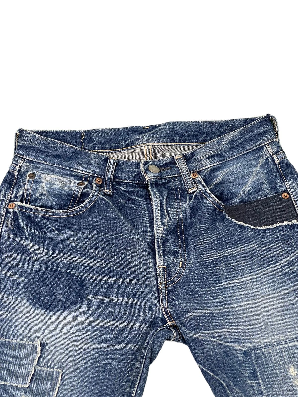 Japanese Brand Slim Jeans Spellbound Japan Patchwork Boro Denim 5🟦6 Size US 29 - 10 Thumbnail