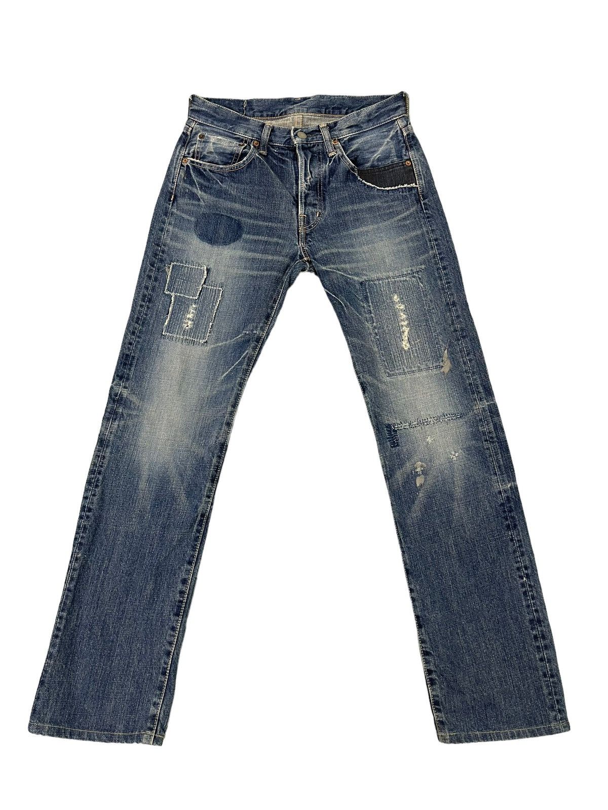 Japanese Brand Slim Jeans Spellbound Japan Patchwork Boro Denim 5🟦6 Size US 29 - 1 Thumbnail