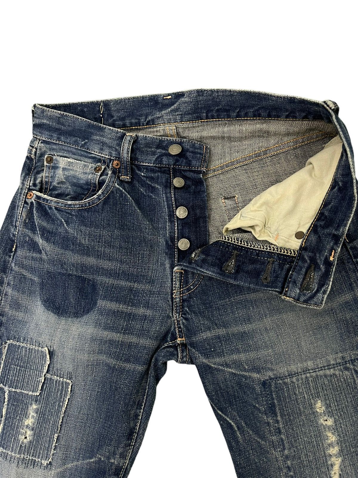 Japanese Brand Slim Jeans Spellbound Japan Patchwork Boro Denim 5🟦6 Size US 29 - 11 Thumbnail