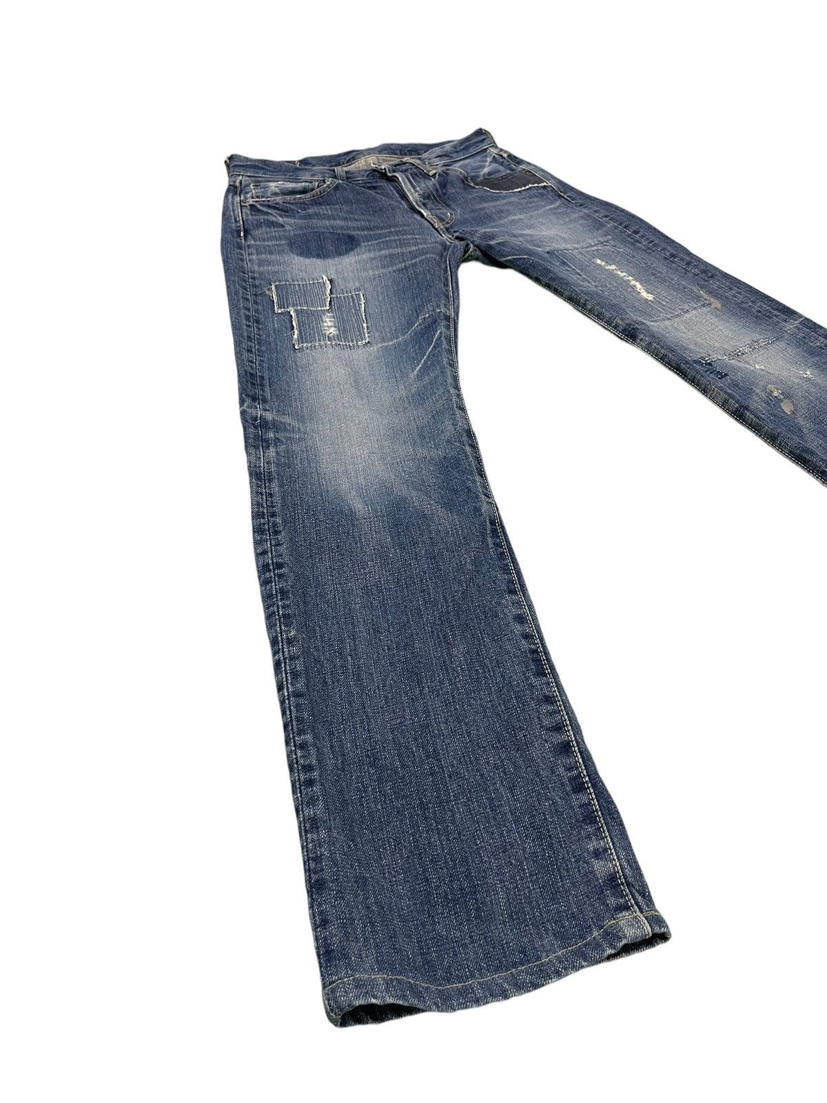 Japanese Brand Slim Jeans Spellbound Japan Patchwork Boro Denim 5🟦6 Size US 29 - 2 Thumbnail