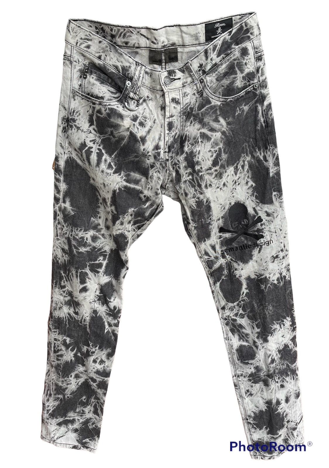 image of Seditionaries Very Semantic Design Painted Skinny Jeans in Black/Gray, Men's (Size 33)