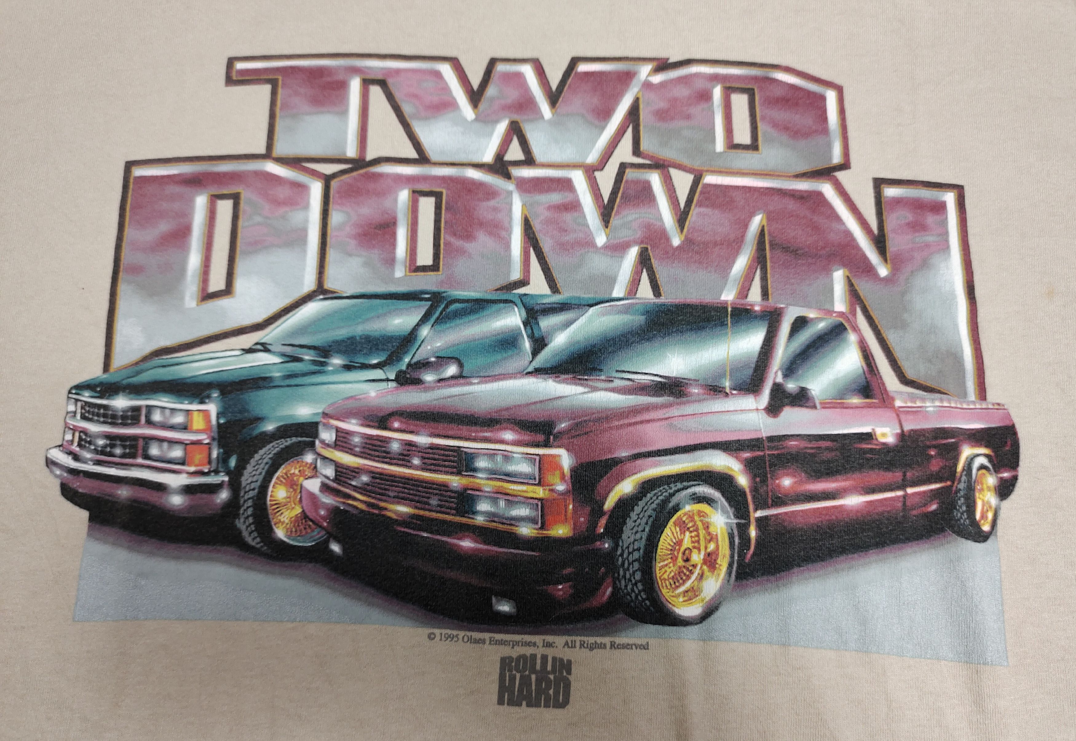 Vintage Vintage @1995 Rollin Hard (Two Down) Tshirt Size US XL / EU 56 / 4 - 1 Thumbnail