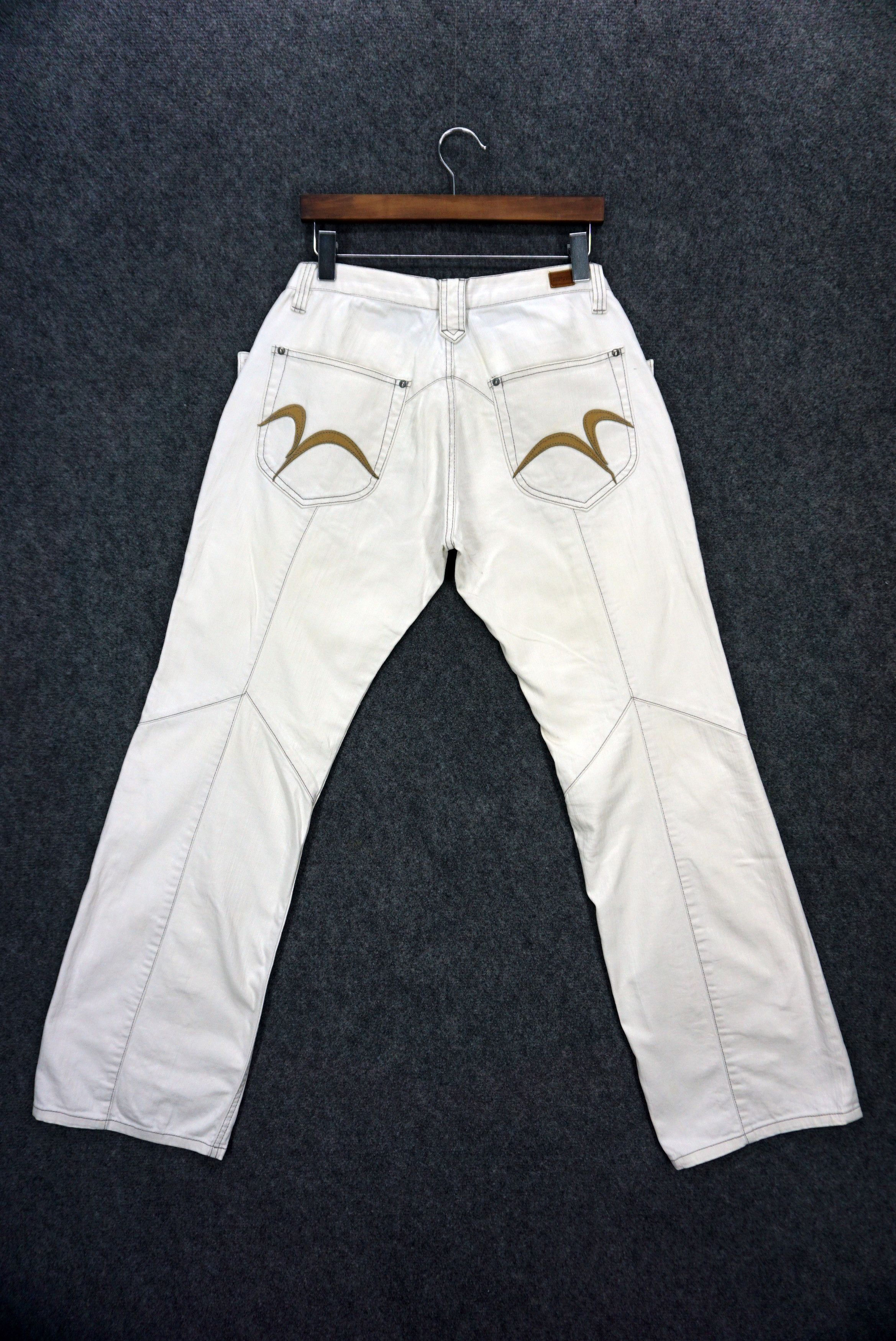 image of Matsuda x Workers Low Rise Bootcut Jeans Nicole Patchwork Embellished Flare in White (Size 30)