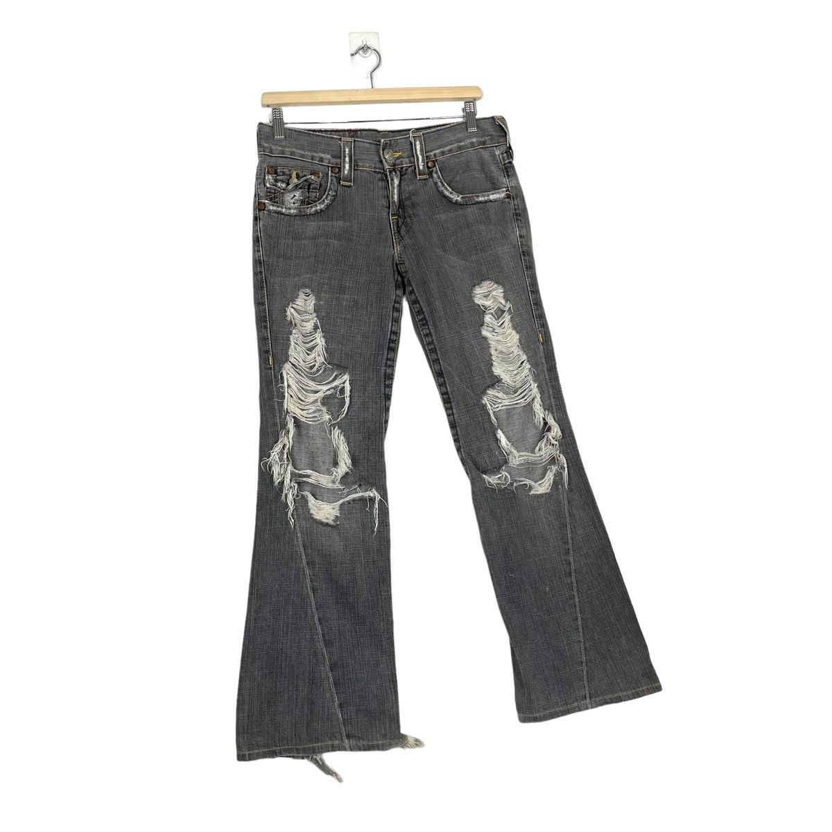 True Religion 💥FLARE DISTRESSED BOOTCUT DENIM JEANS Size US 32 / EU 48 - 3 Thumbnail