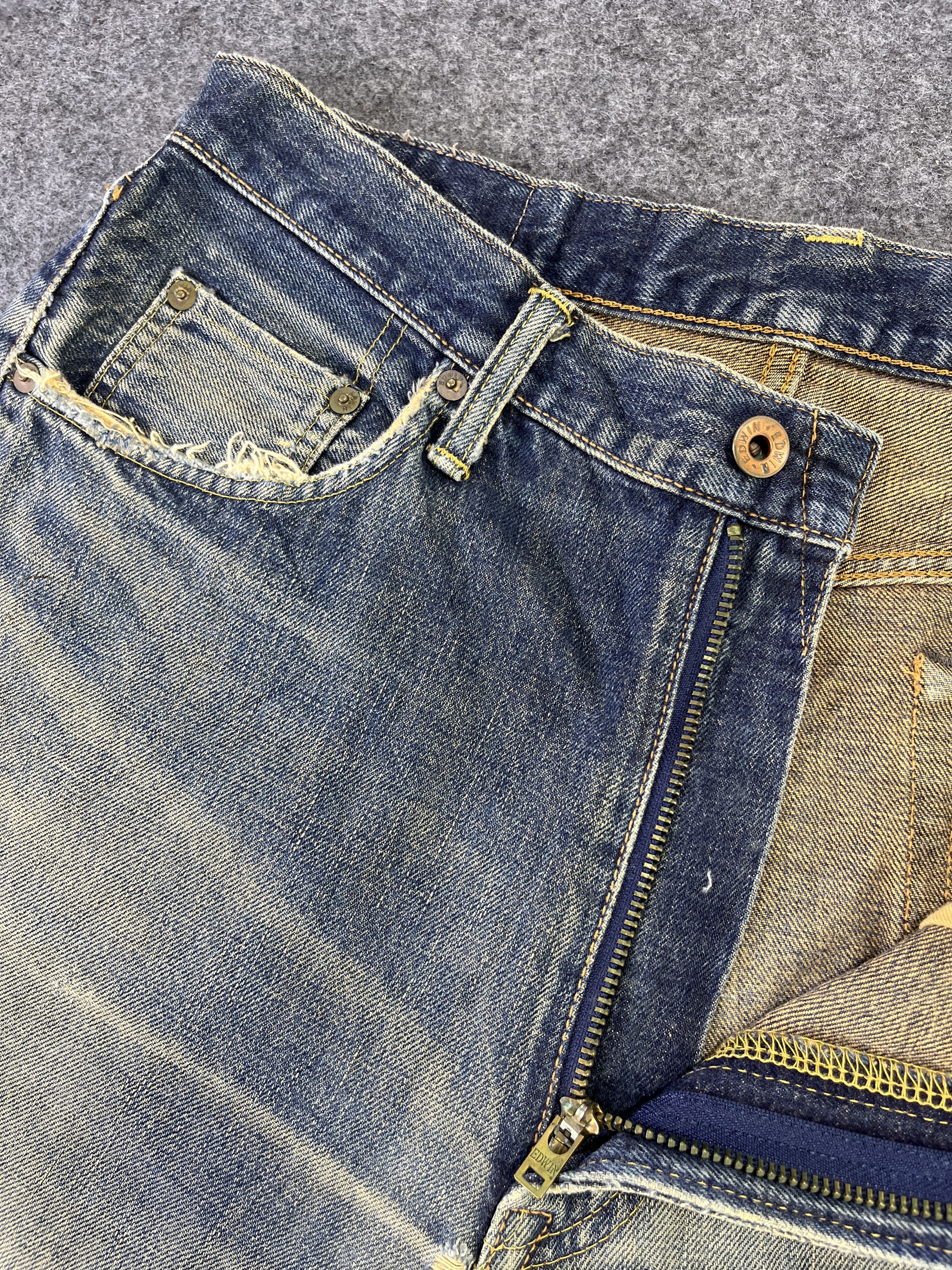 Edwin Edwin 505 xx Distressed Faded Jeans Pants J868 Size US 33 - 5 Thumbnail